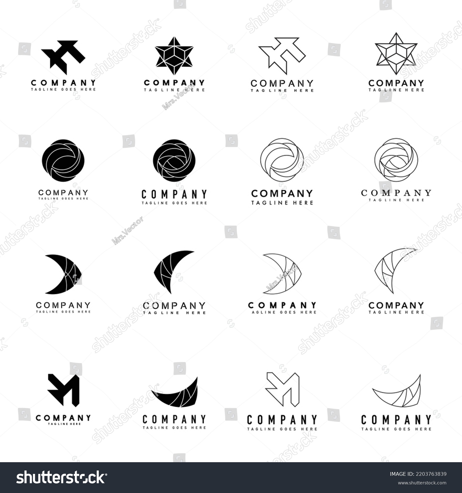 Set Company Logo Design Ideas Vector Stock Vector (Royalty Free ...