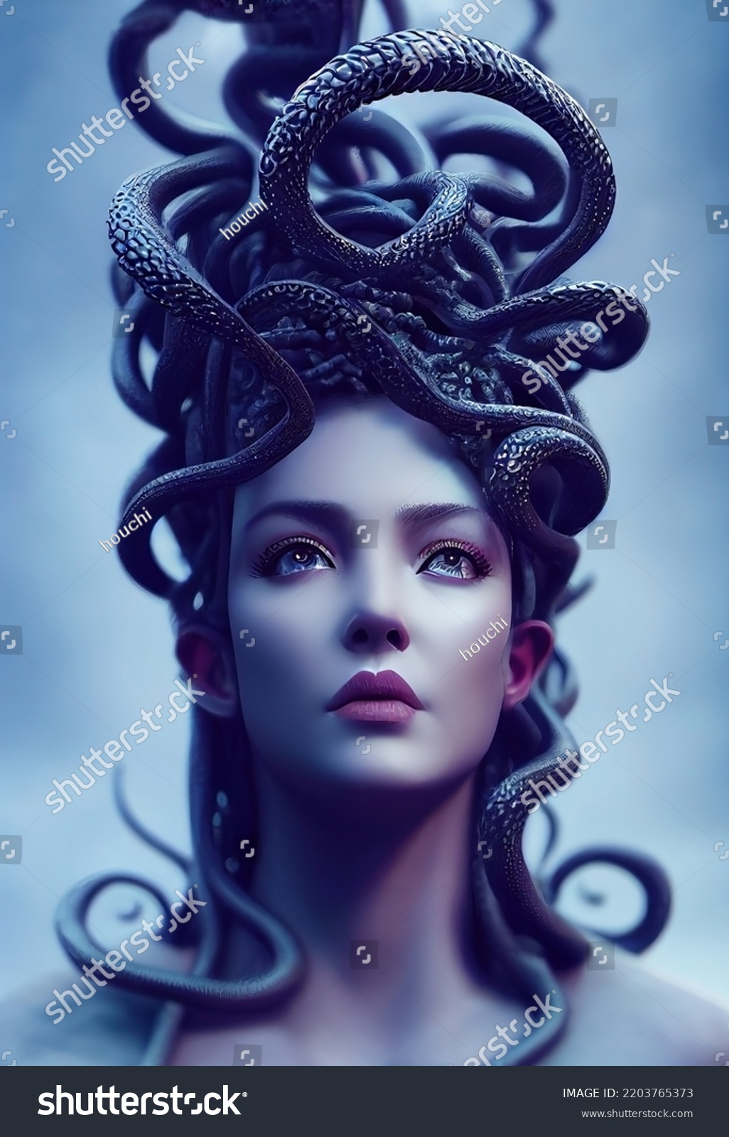 Fantasy Portrait Snake Head Goddess Medusa Stock Illustration ...