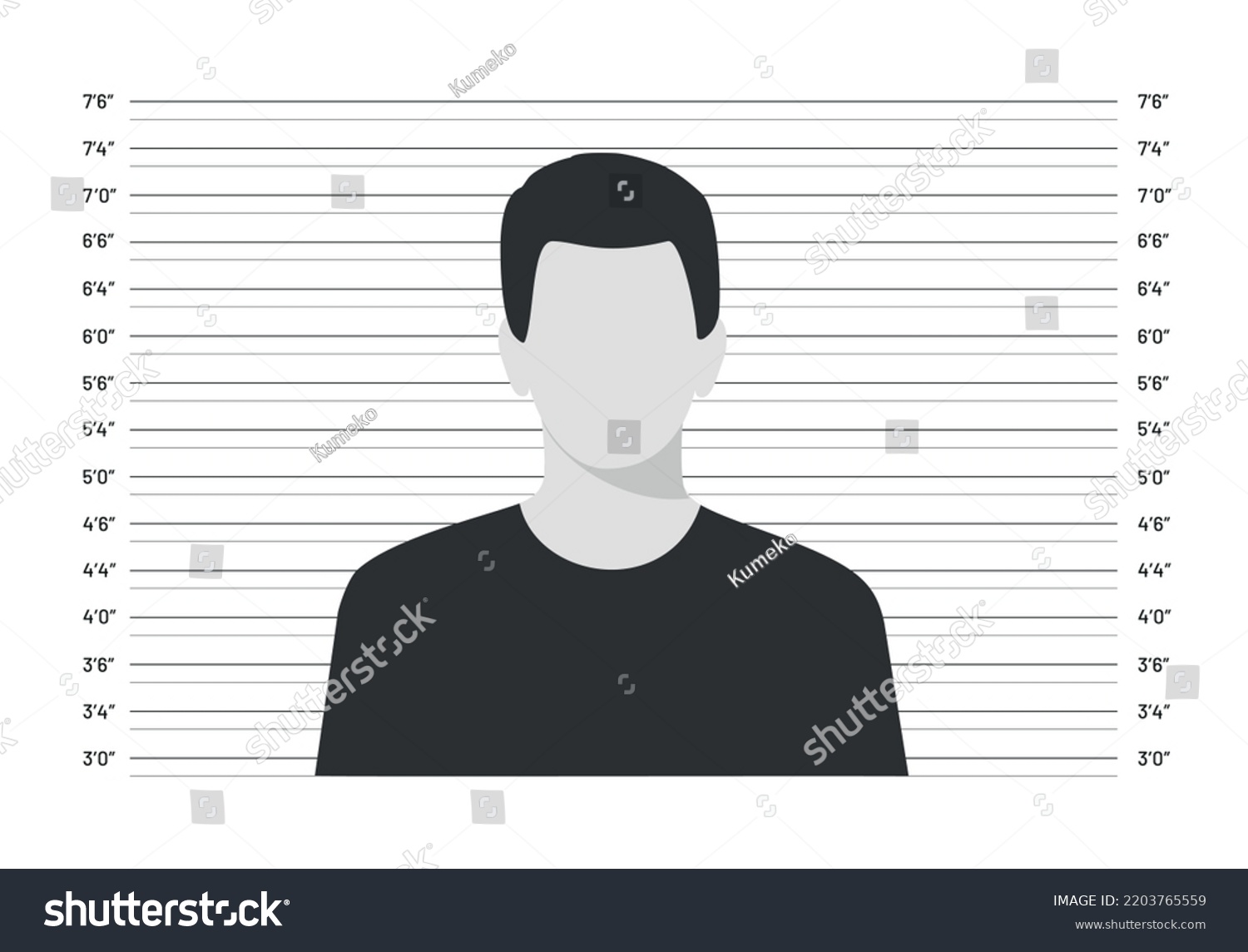 Silhouette Anonymous Man Mugshot Lineup Isolated Stock Vector (Royalty ...