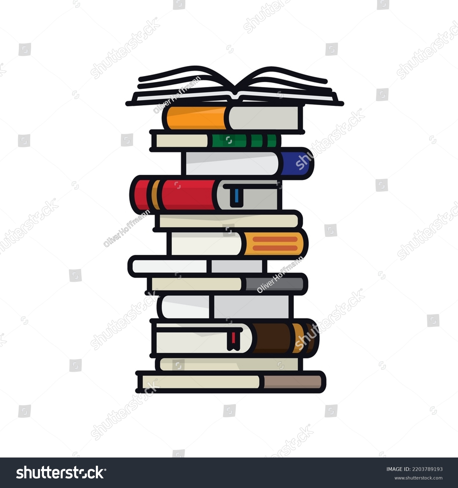 High Stack Books Filled Outline Style Stock Vector (Royalty Free ...