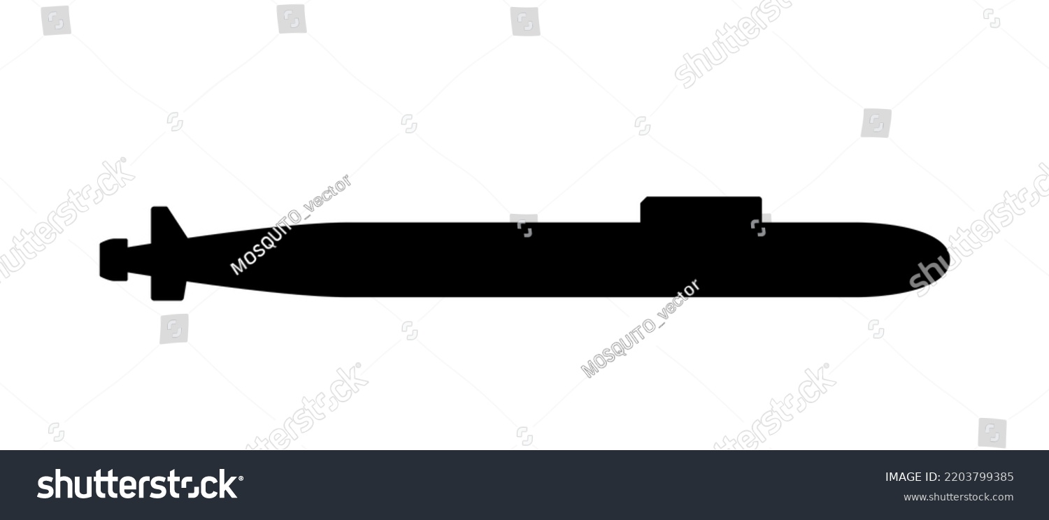 Strategic Submarine Black Silhouette Side View Stock Vector (Royalty ...