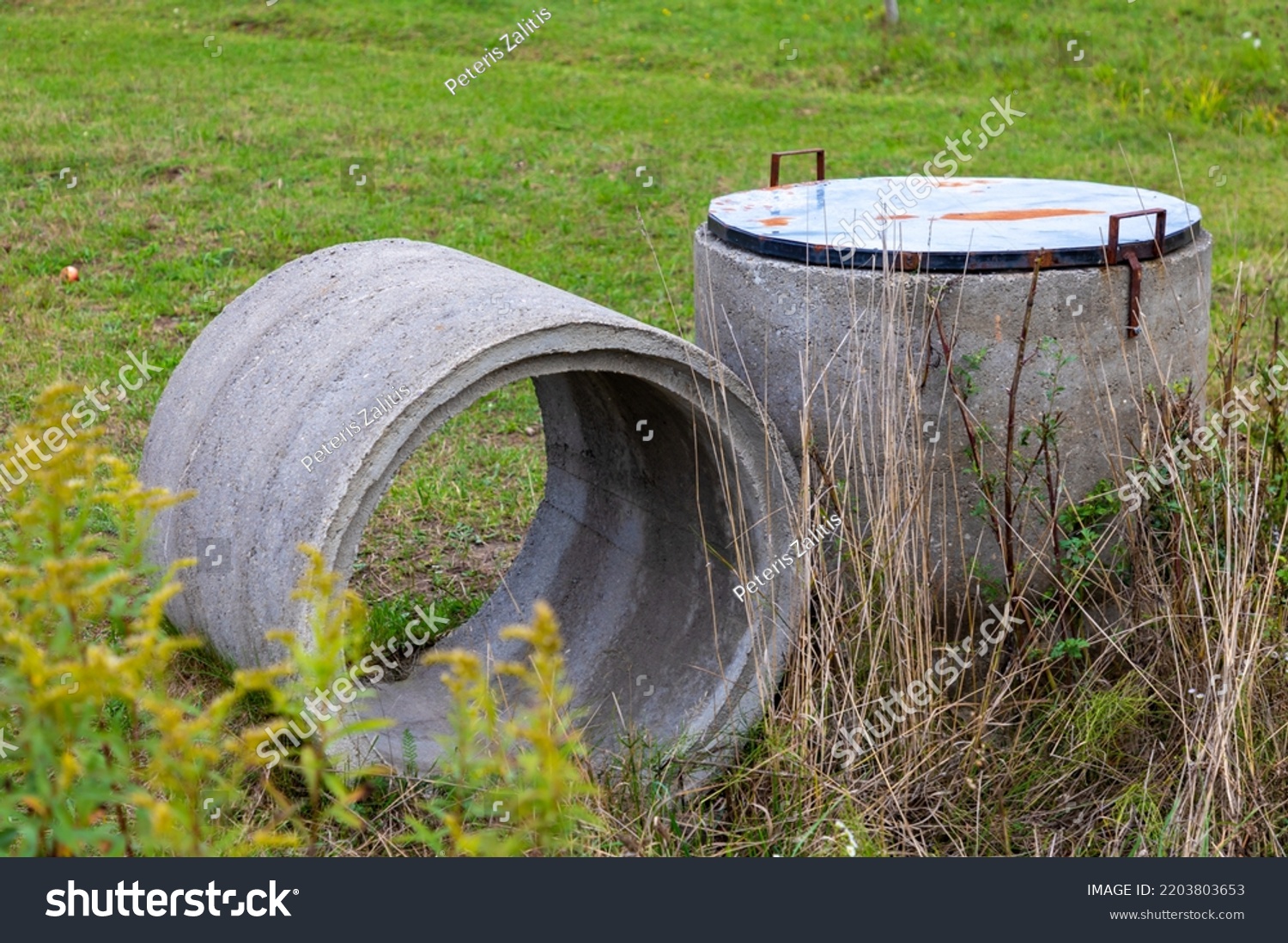 Concrete Rainwater Well Pipe Field Stock Photo 2203803653 | Shutterstock