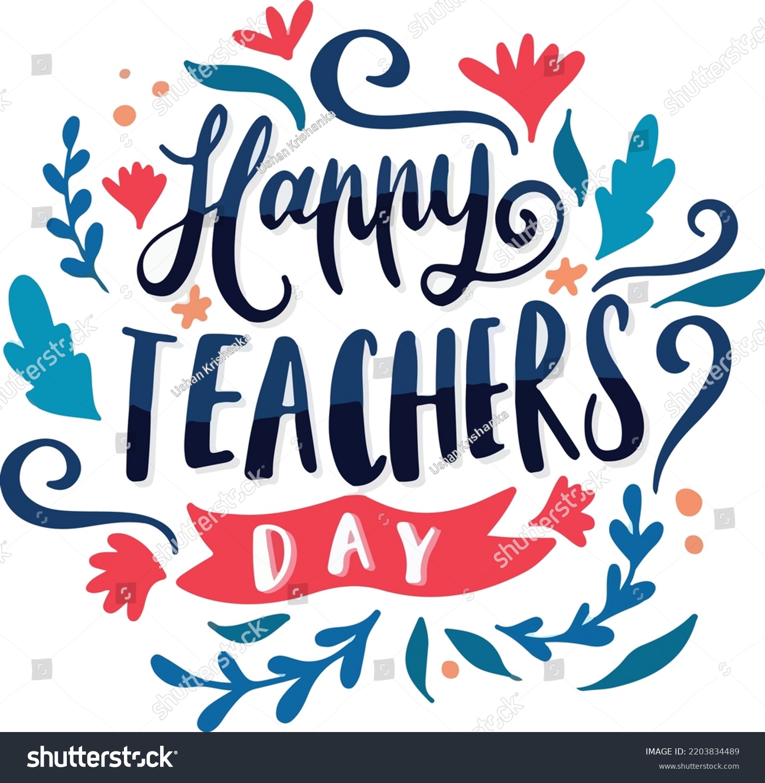 Happy Teachers Day Art Eps 10 Stock Vector (Royalty Free) 2203834489 ...