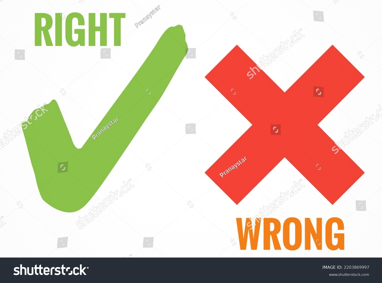 Right Wrong Sign Green Red Colour Stock Illustration 2203869997 ...