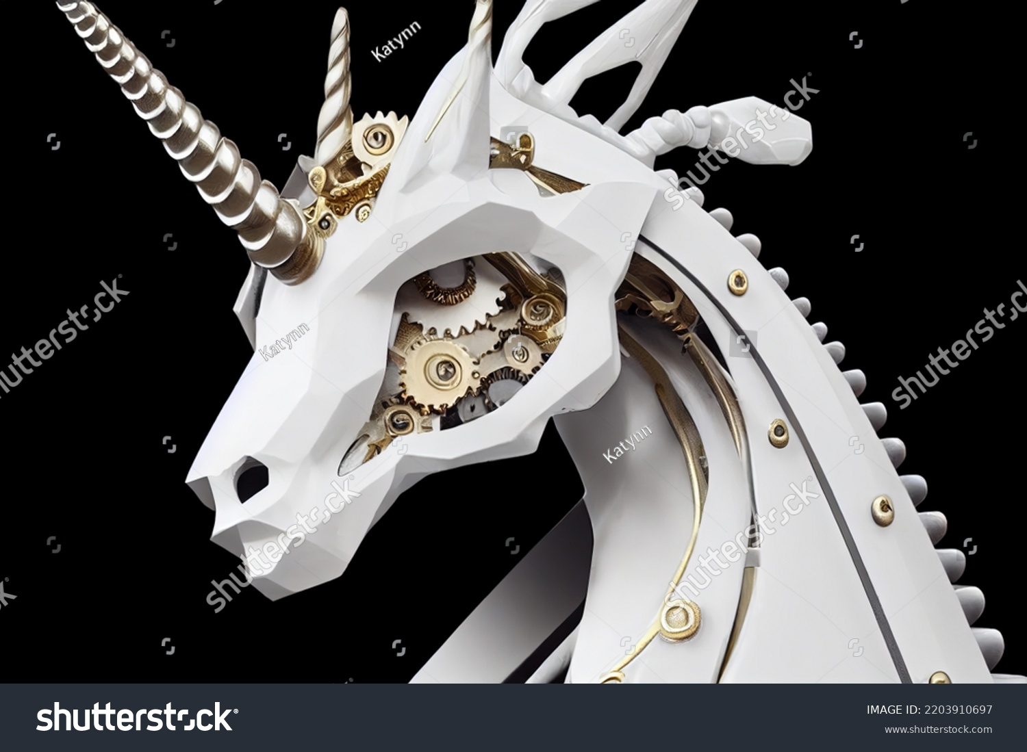 Mechanical Unicorn Cyberpunk Style Animal 3d Stock Illustration ...