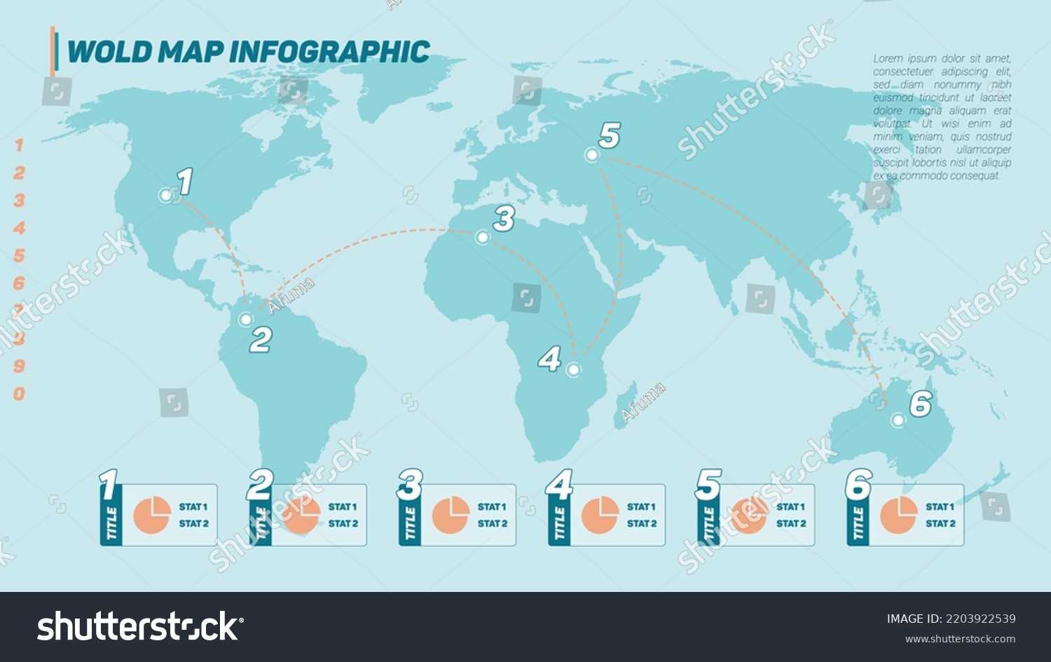 World Map Infographic Information Graphs Stock Vector (Royalty Free