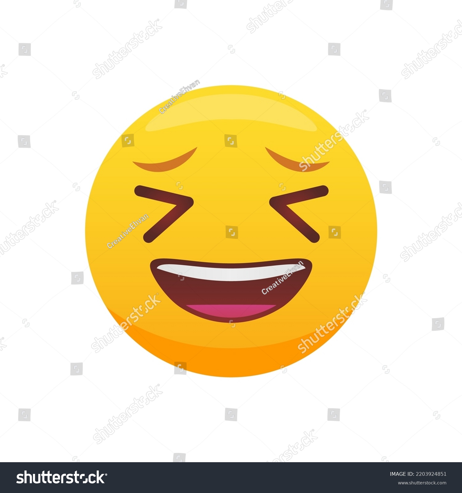 Smiling Squinting Emoticon Vector Illustration Stock Vector (Royalty ...