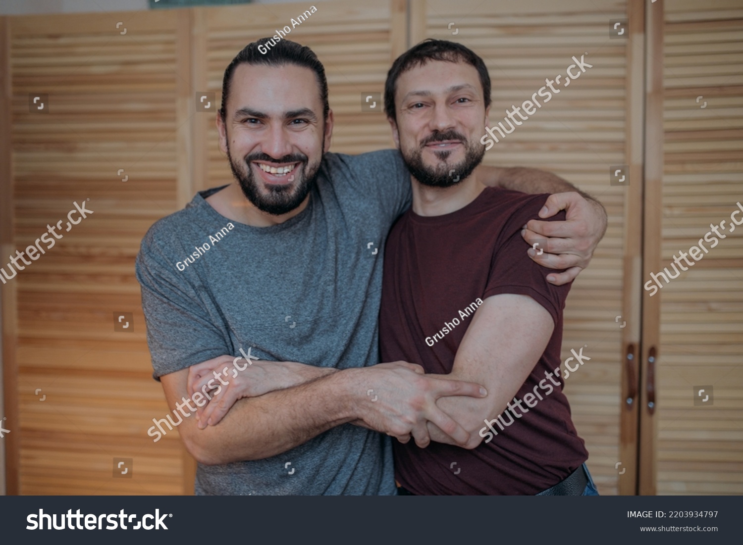 Portrait Two Adult Brothers Brotherly Love Stock Photo 2203934797 ...