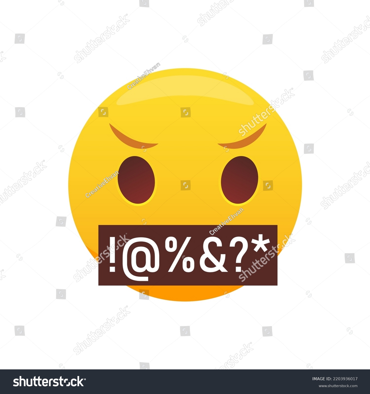 Vektor Stok Angry Swearing Emoji Emoticon Swear Words Tanpa Royalti Shutterstock