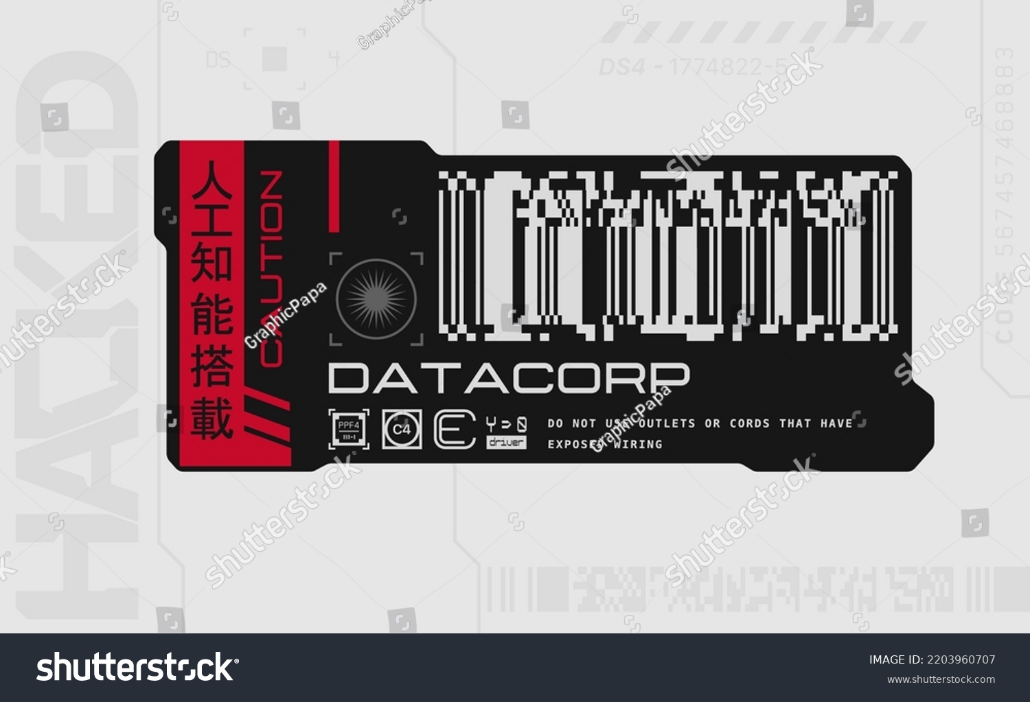 Cyberpunk Decals Set Set Vector Stickers Stock Vector (Royalty Free ...