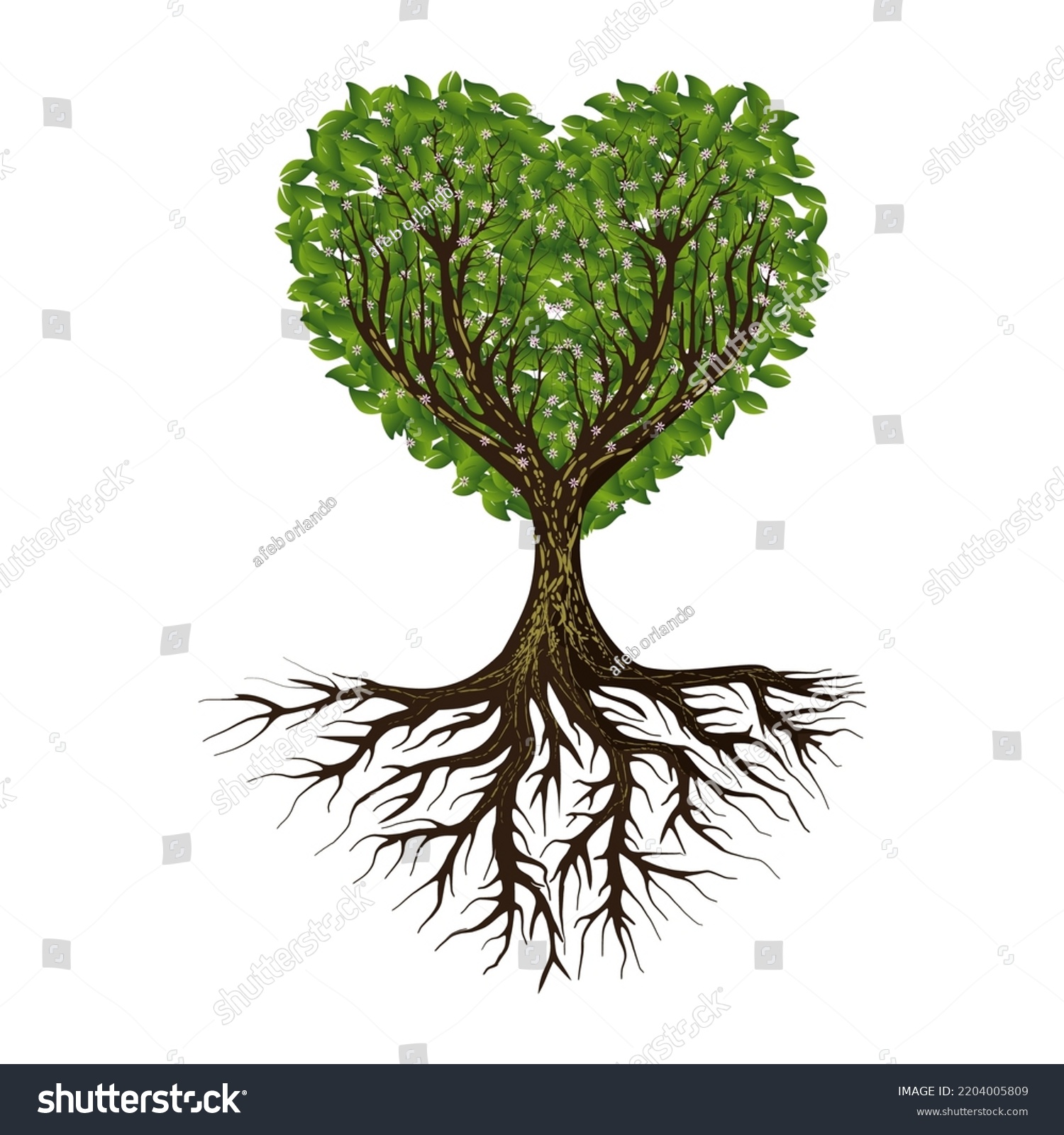 Roots Tree Love Logo Illustration Vector Stock Vector (Royalty Free ...