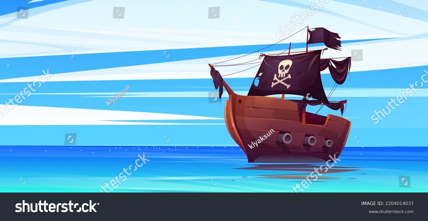 Pirate Ship Black Flag Jolly Roger Stock Vector (Royalty Free ...