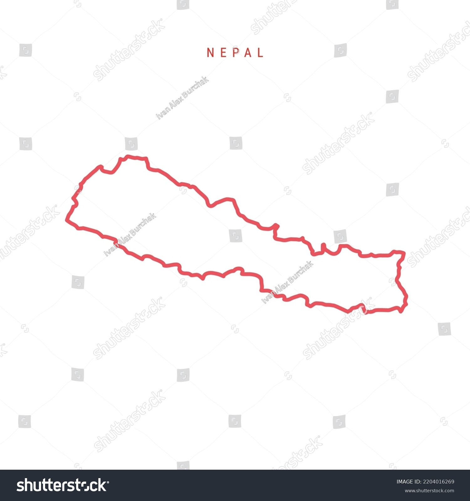 Nepal Editable Outline Map Nepali Red Stock Vector (Royalty Free ...