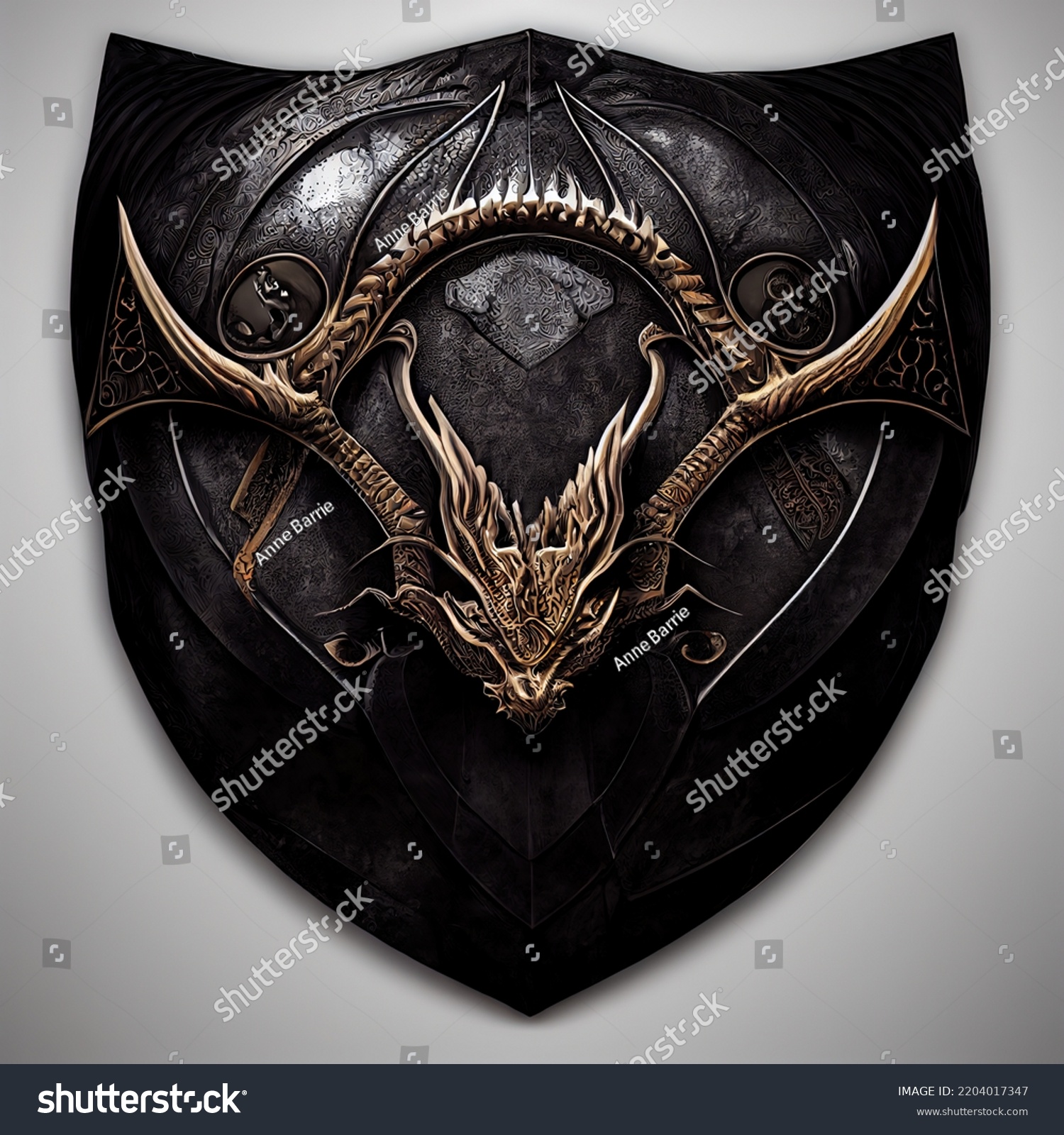 Dragon Shield Bronze Shield Engraved Dragon Stock Illustration ...