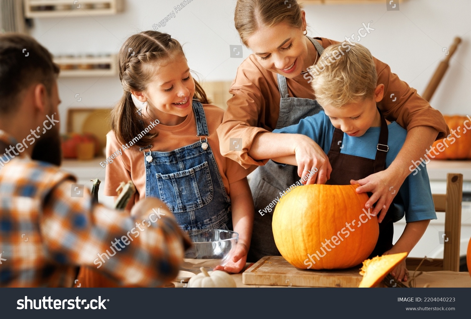 Happy Family Mother Father Children Daughter Stock Photo 2204040223 