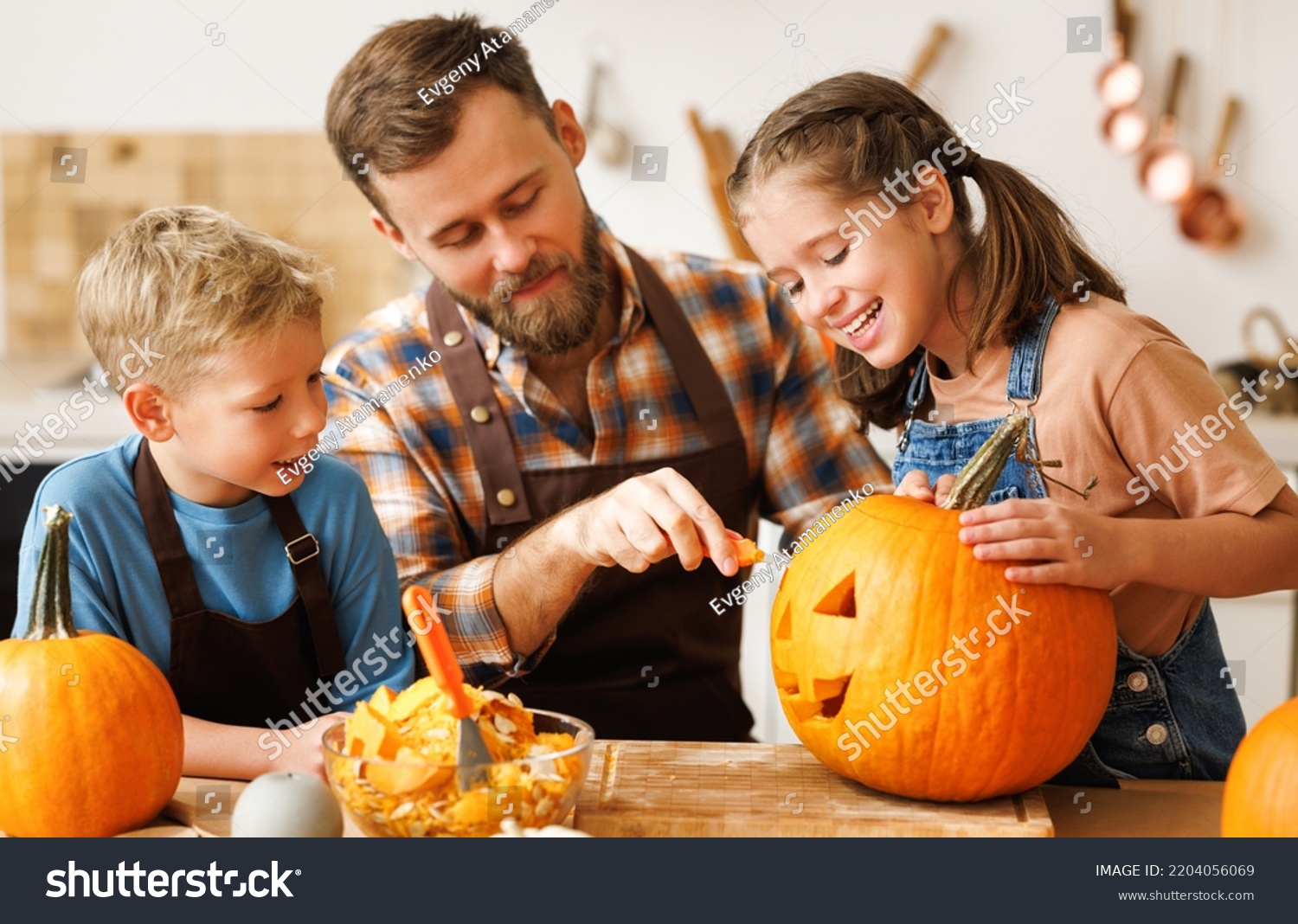 Happy Kids Boy Girl Helping Father Stock Photo 2204056069 | Shutterstock