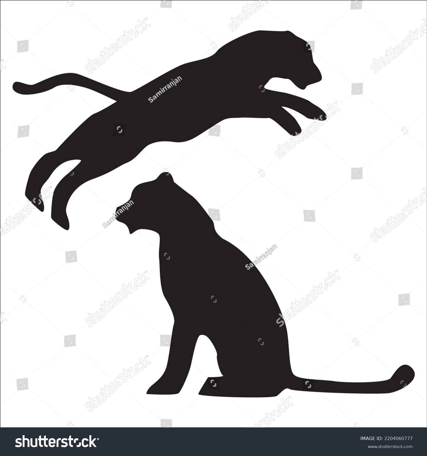 Vector Set Tigers Silhouettes Illustration Isolated Stock Vector Royalty Free 2204060777 