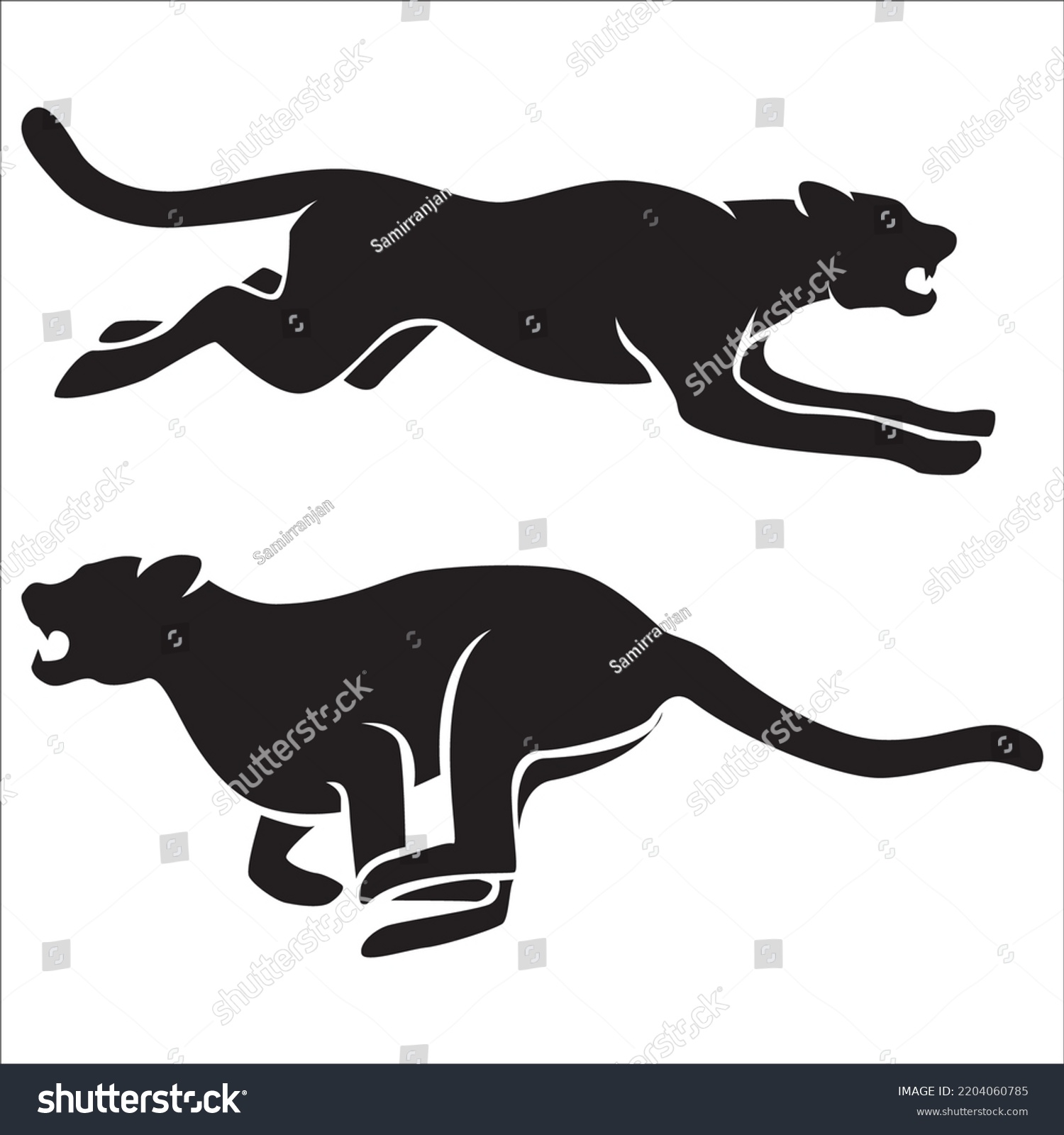 Vector Set Tigers Silhouettes Illustration Isolated Stock Vector Royalty Free 2204060785 