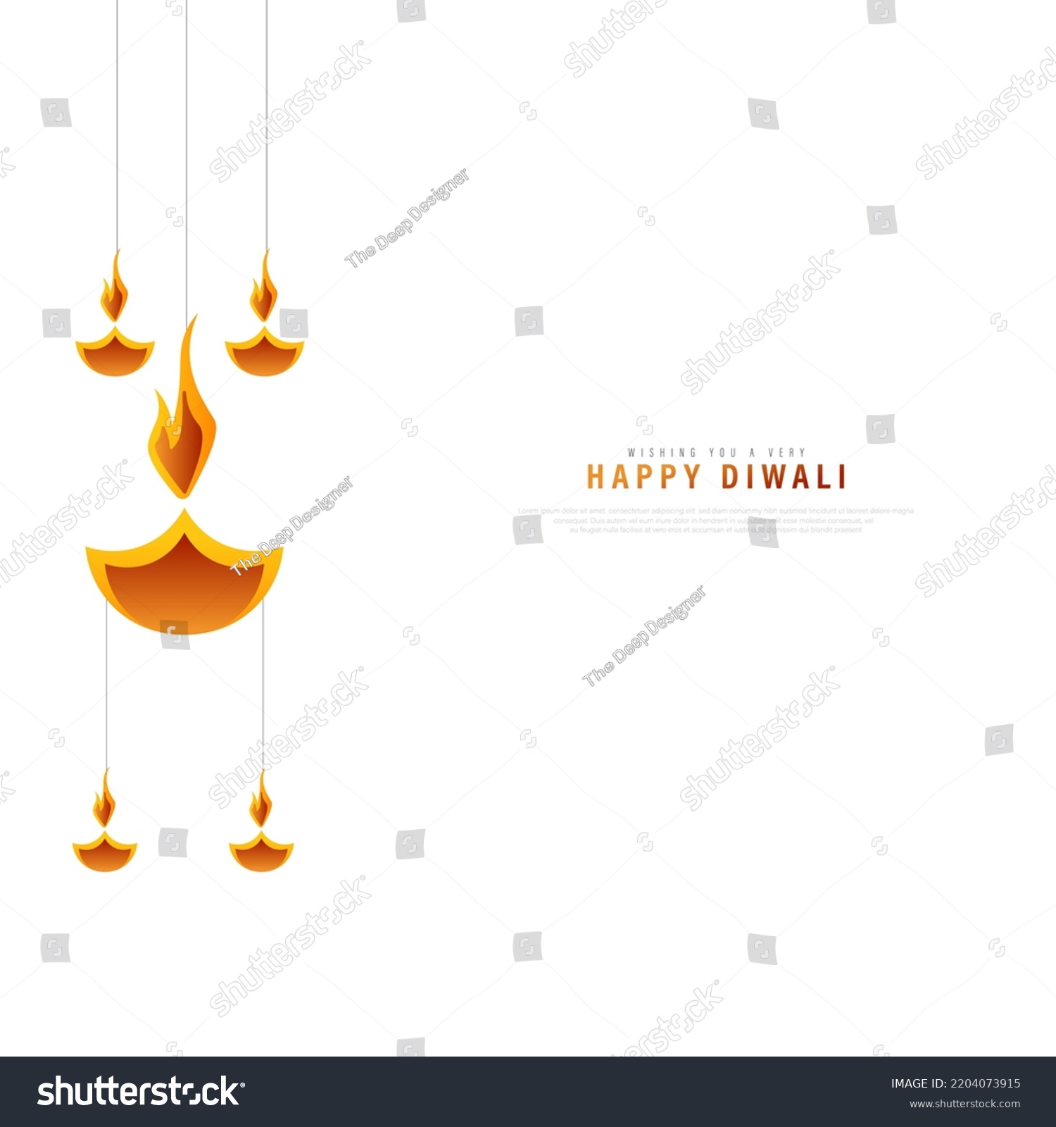 Banner Indian Festival Diwali Hanging Diya Stock Vector (Royalty Free ...