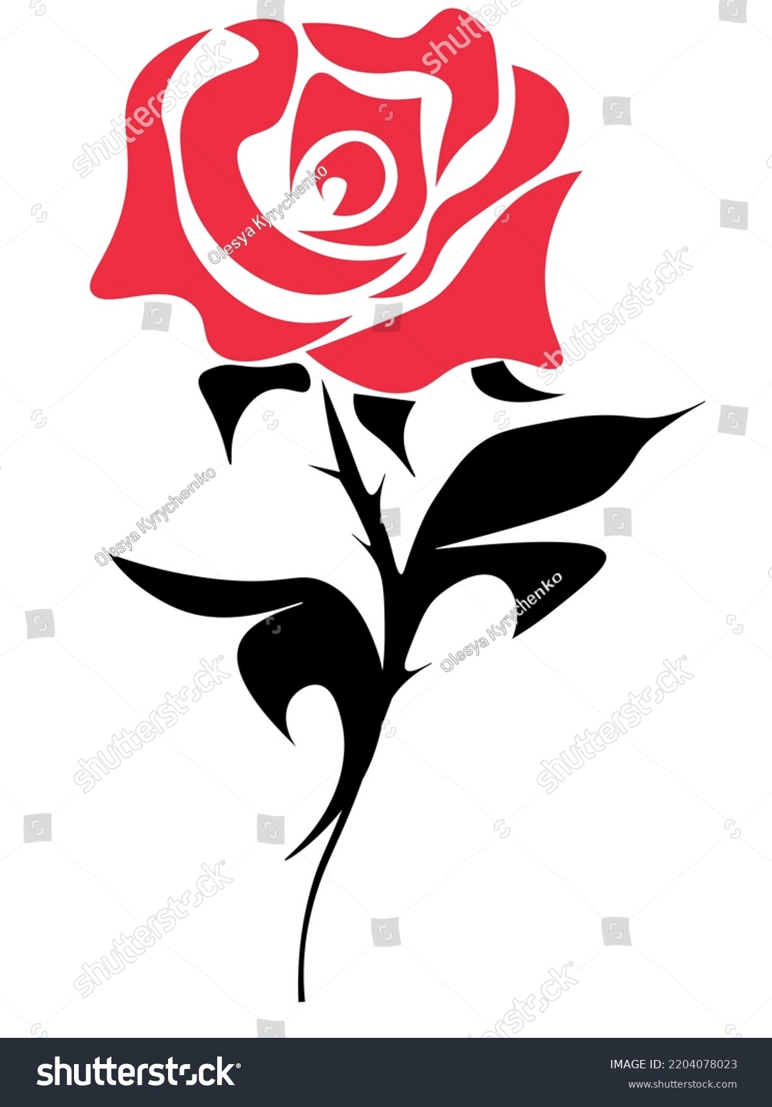 Rose Flower Thorns Rose Flower Tattoo Stock Vector (Royalty Free ...