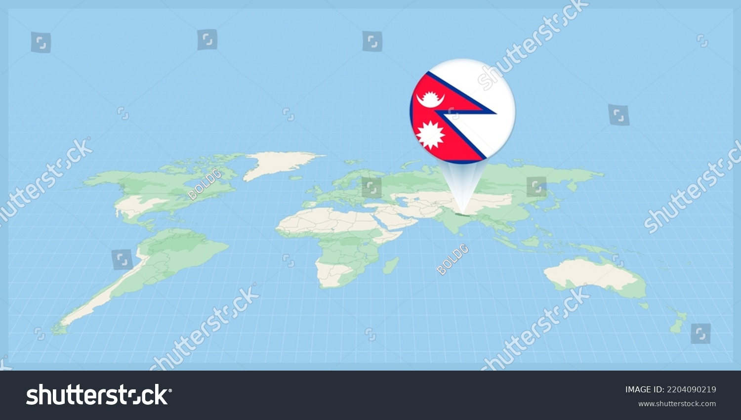 Location Nepal On World Map Marked Stock Vector Royalty Free Stock Vector Location Of Nepal On The World Map Marked With Nepal Flag Pin Cartographic Vector Illustration 2204090219