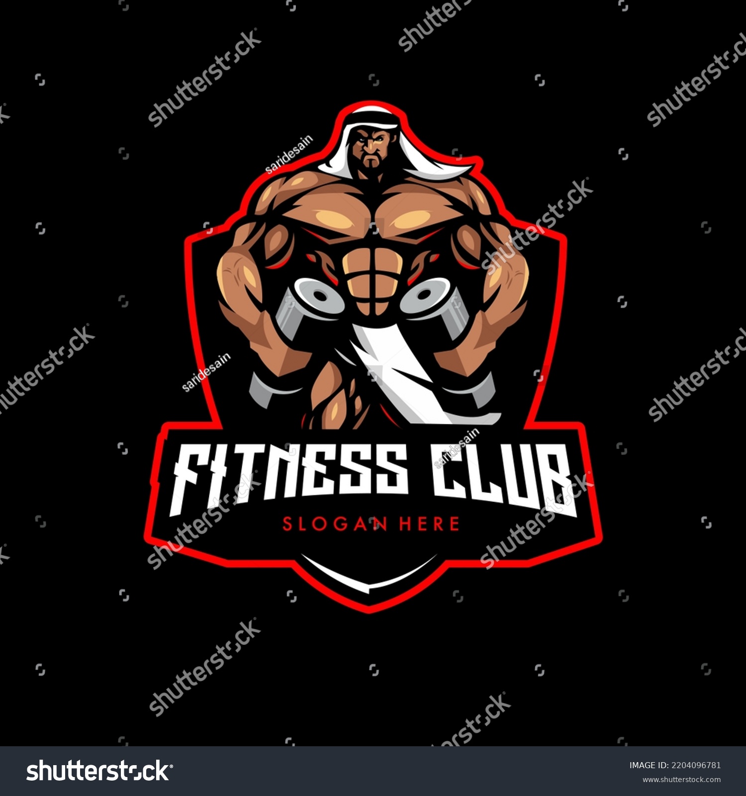 Sultan Gym Mascot Logo Illustration Muscular Stock Vector (Royalty Free ...