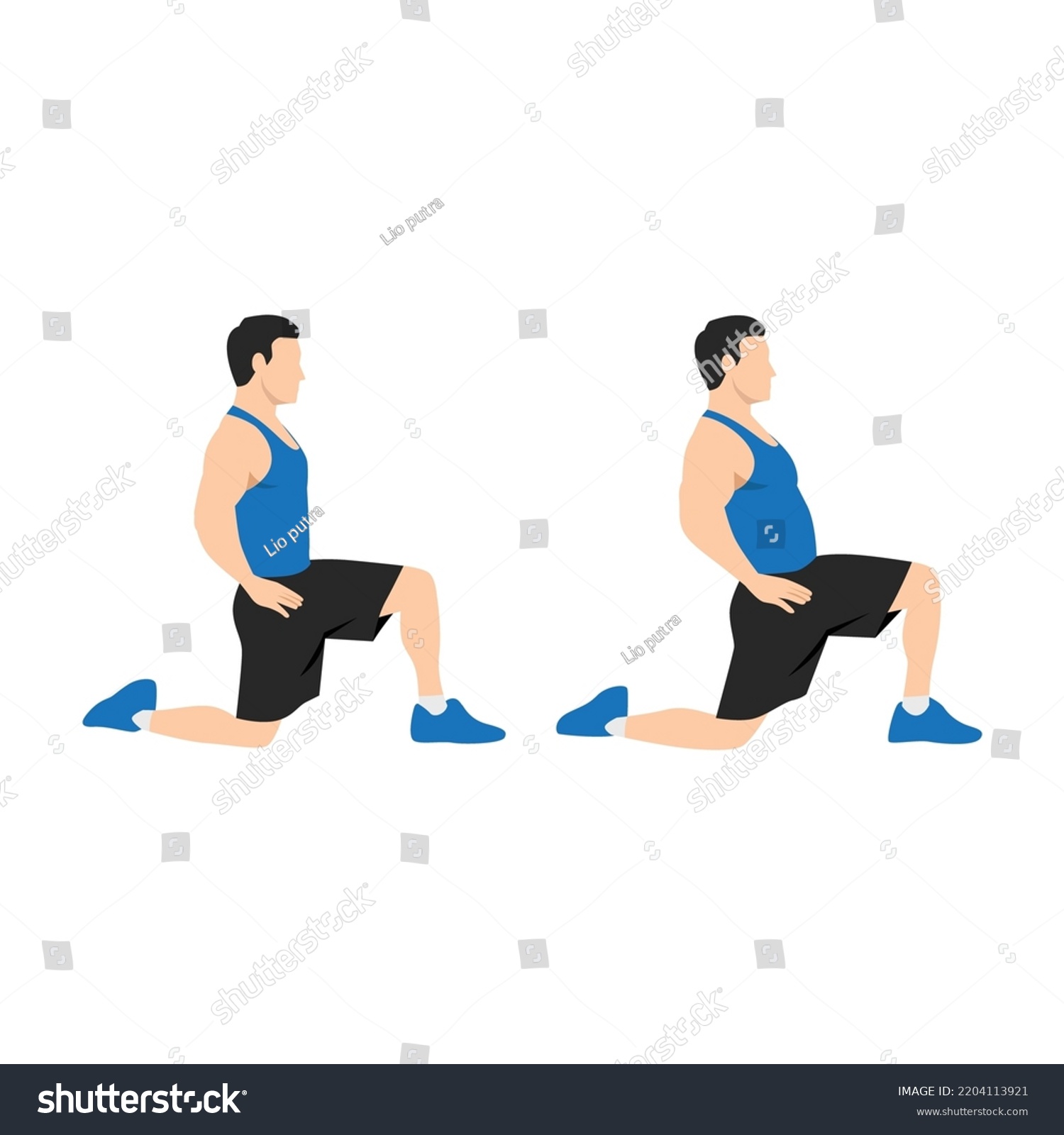 Man Doing Kneeling Hip Flexor Stretch Stock Vector (Royalty Free ...