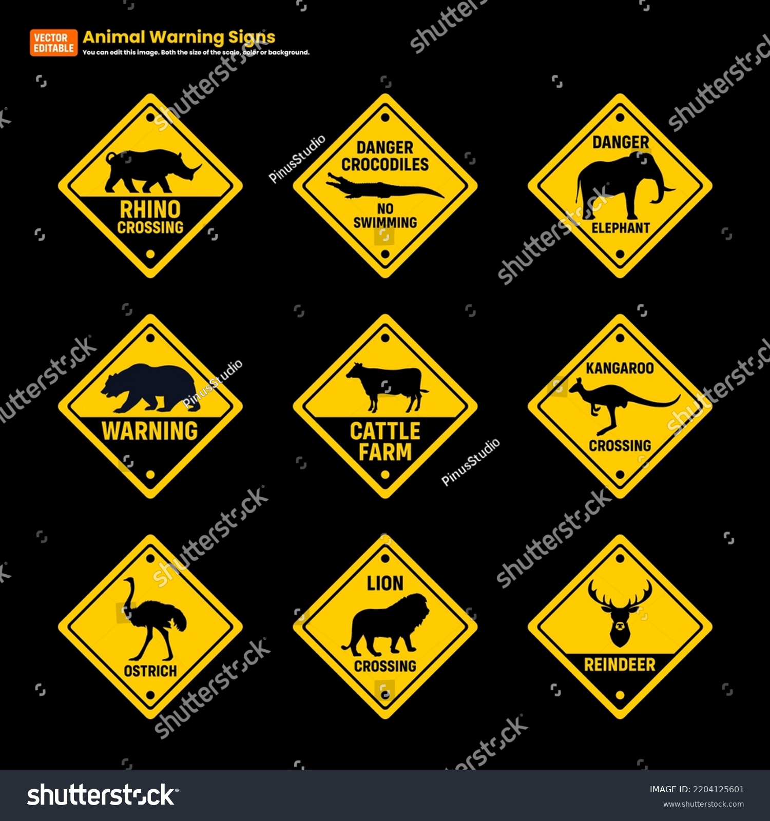 Animal Warning Signs Animal Crossing Signs Stock Vector (Royalty Free ...