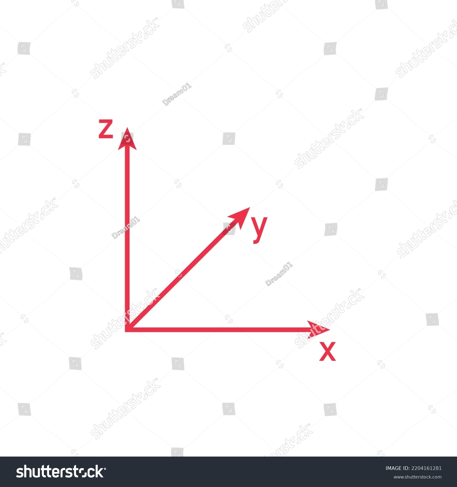 3d Space Coordinate System On White Stock Vector (Royalty Free ...