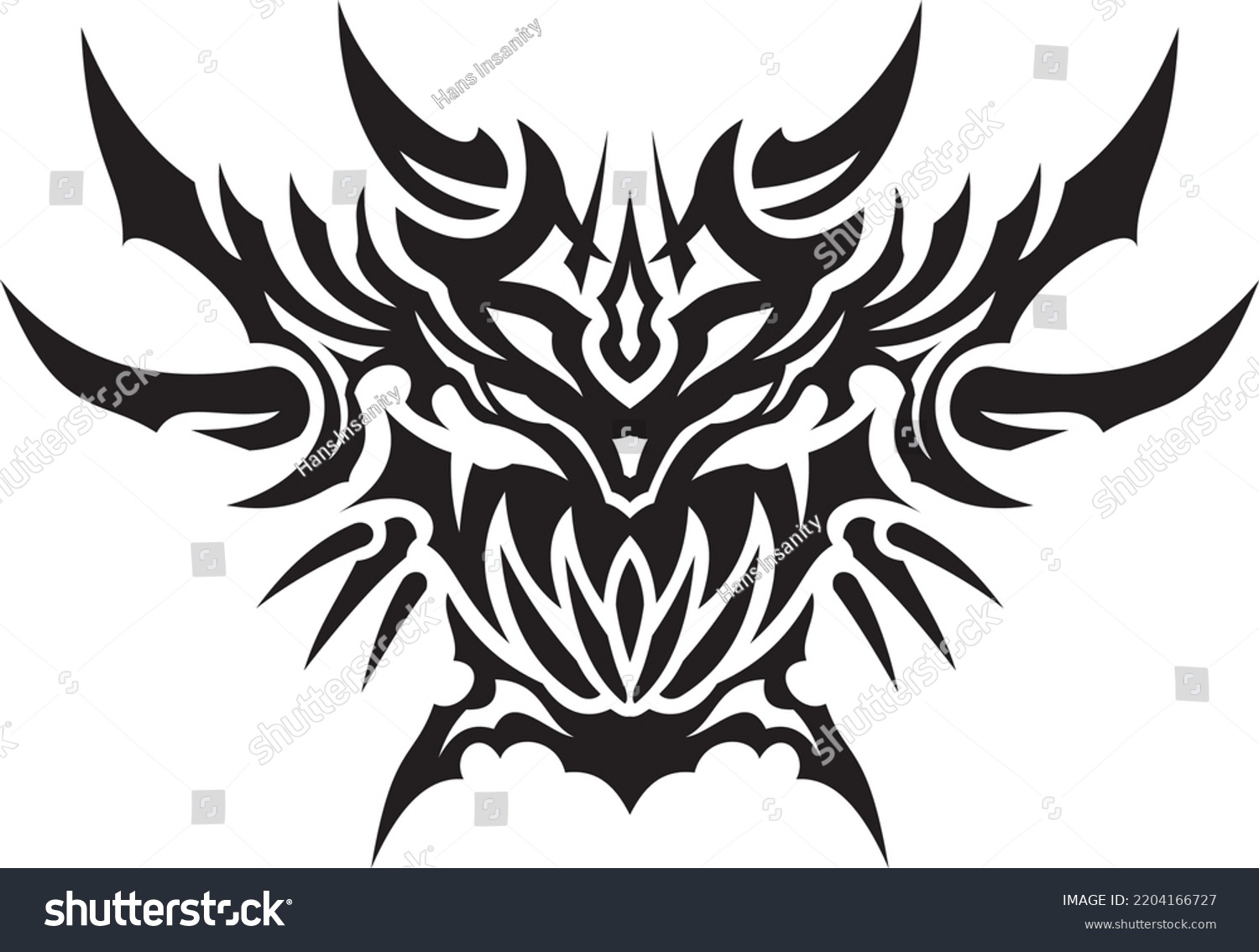 Tribal Demon Hea Scary Face Stock Vector (Royalty Free) 2204166727 ...