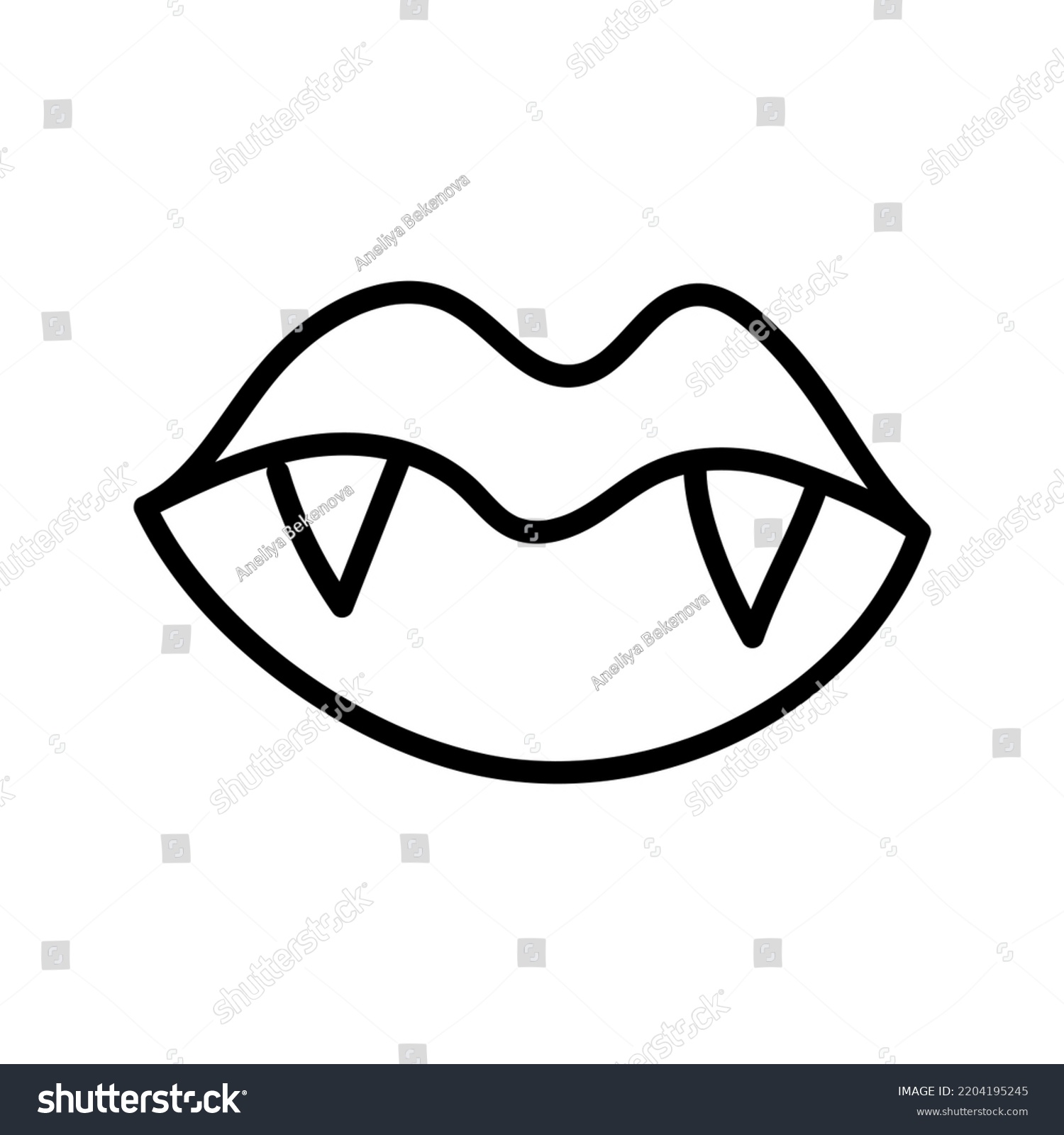 Vampire Doodle Lips Fangs Vector Outline Stock Vector (Royalty Free ...