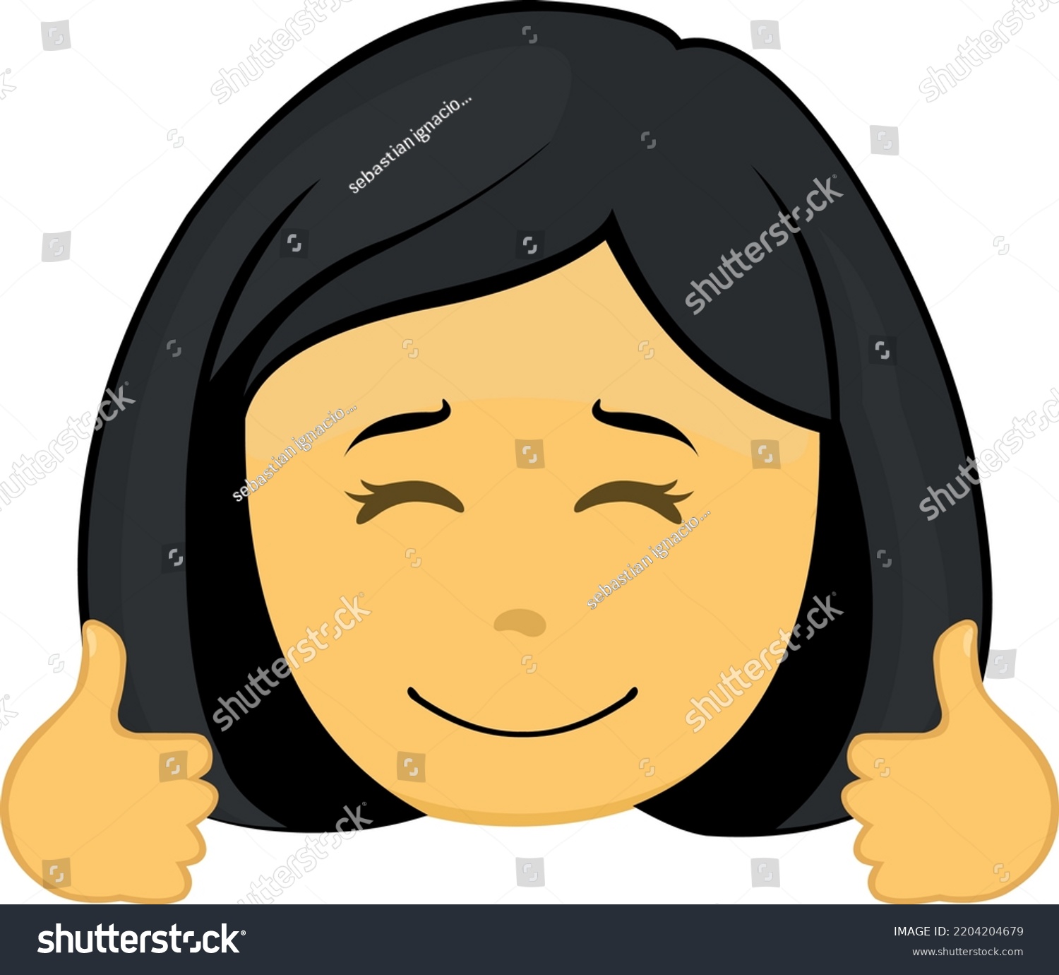 Vector Emoji Illustration Yellow Cartoon Woman Stock Vector Royalty