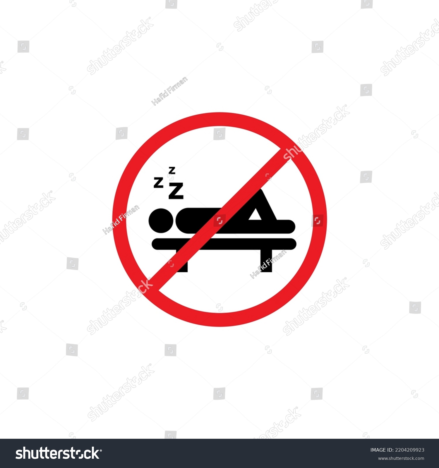 No Sleeping Prohibition Sign Template Vector Stock Vector (Royalty Free ...