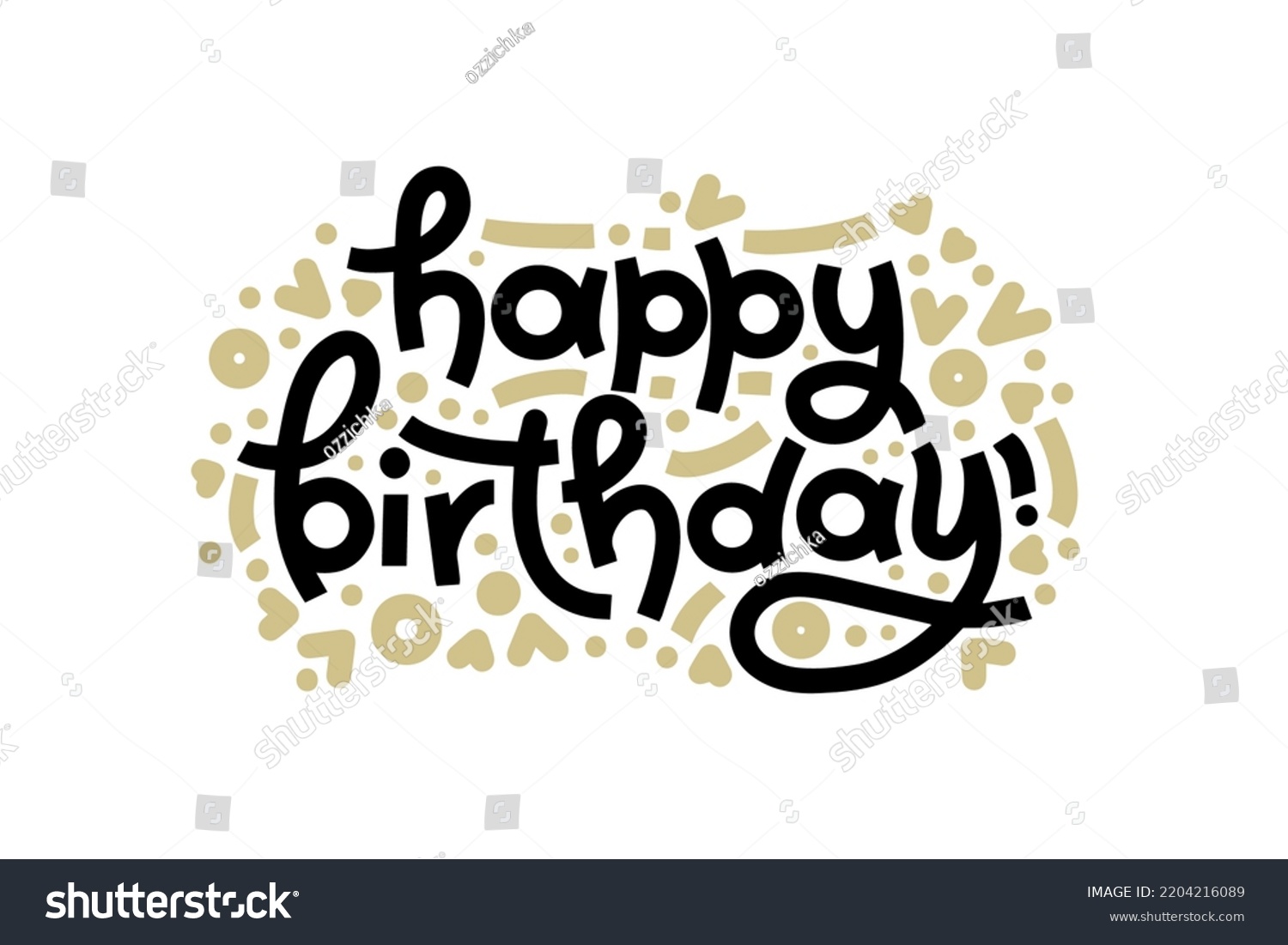 Happy Birthday Bold Hand Lettering Isolated Stock Vector (Royalty Free ...