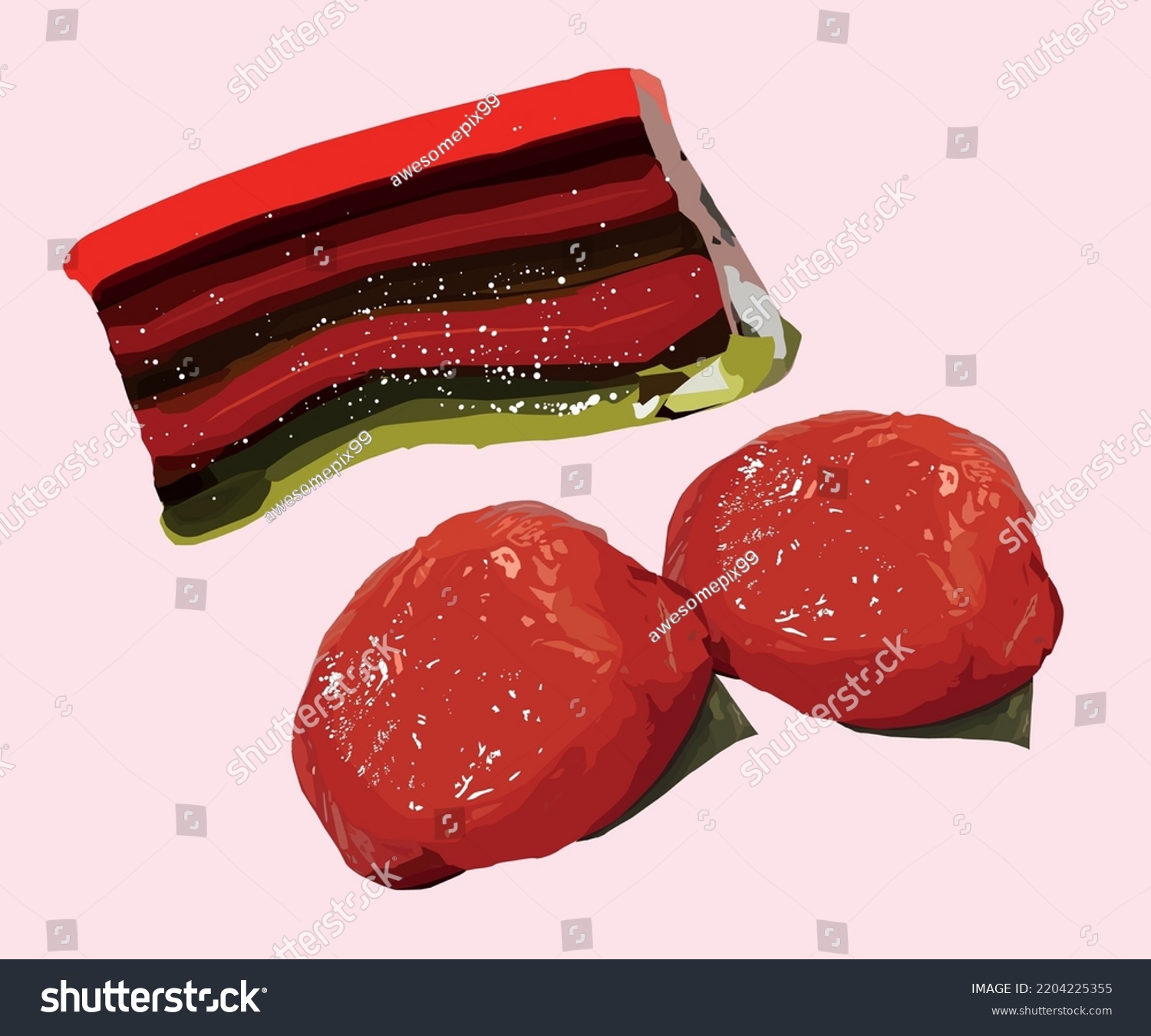 Peranakan Nyonya Kueh Lapis Ang Ku Stock Vector (Royalty Free ...