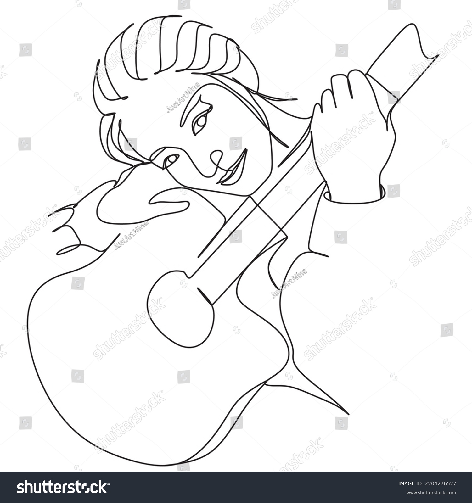 Guitar Continuous Line Drawing Music Instrument Stock Vector (Royalty ...