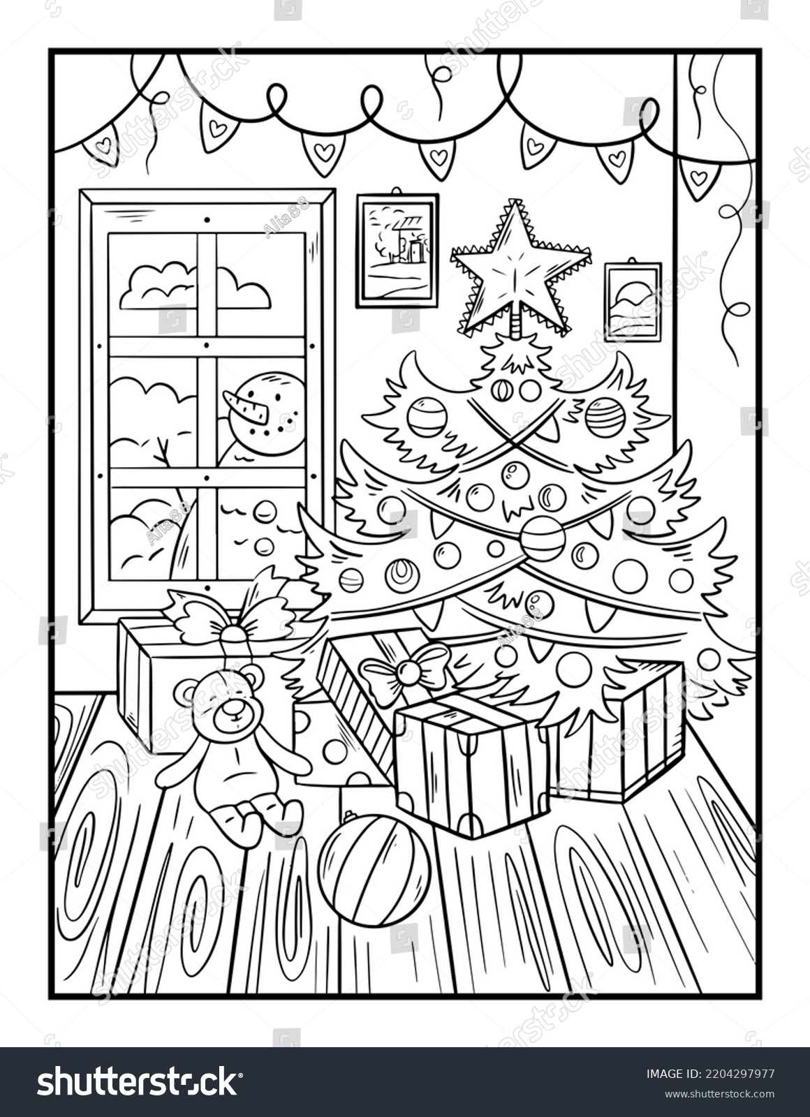 Christmas Elderly Coloring Page Coloring Book Stock Illustration