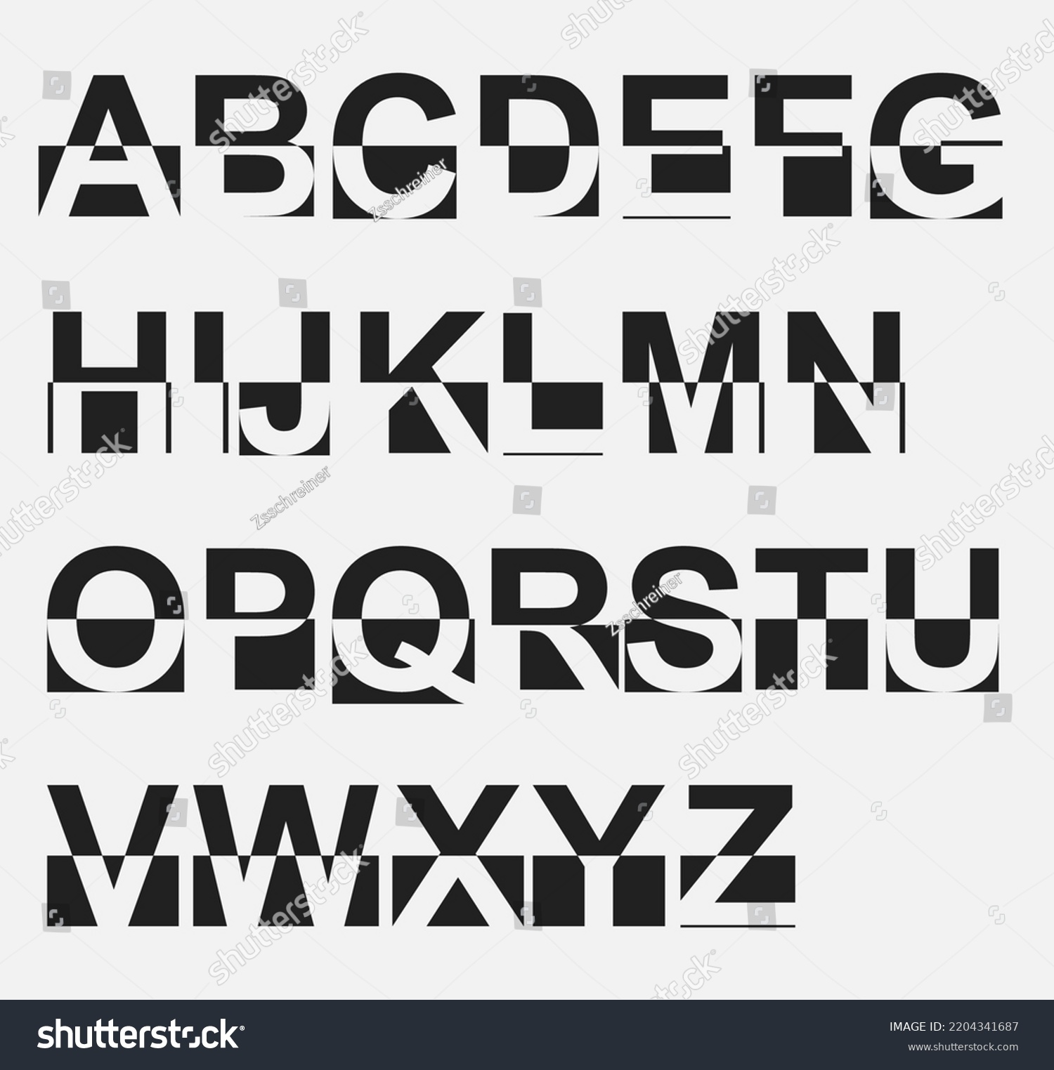 Abc Font Half Black White Design Stock Vector (Royalty Free) 2204341687 ...