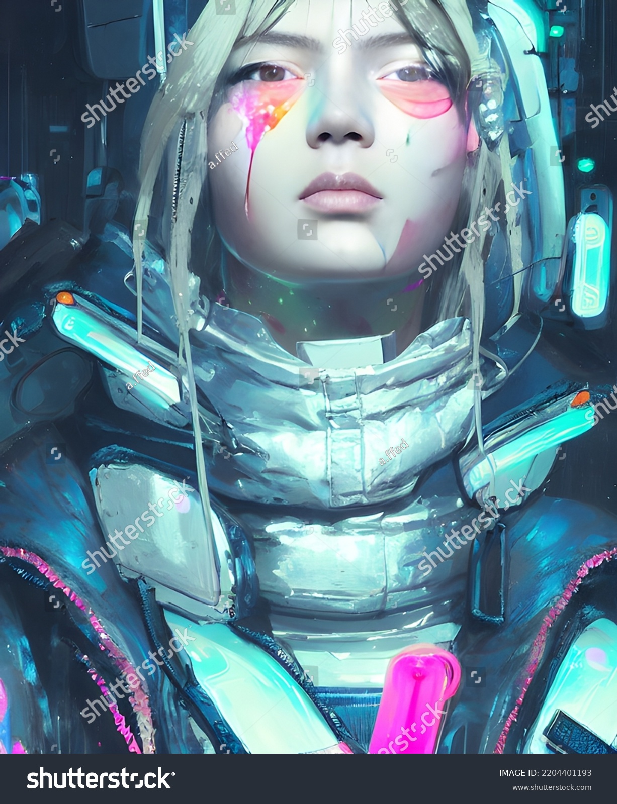 Detailed Portrait Amazing Girl Cyberpunk Futuristic Stock Illustration 2204401193 Shutterstock 0787
