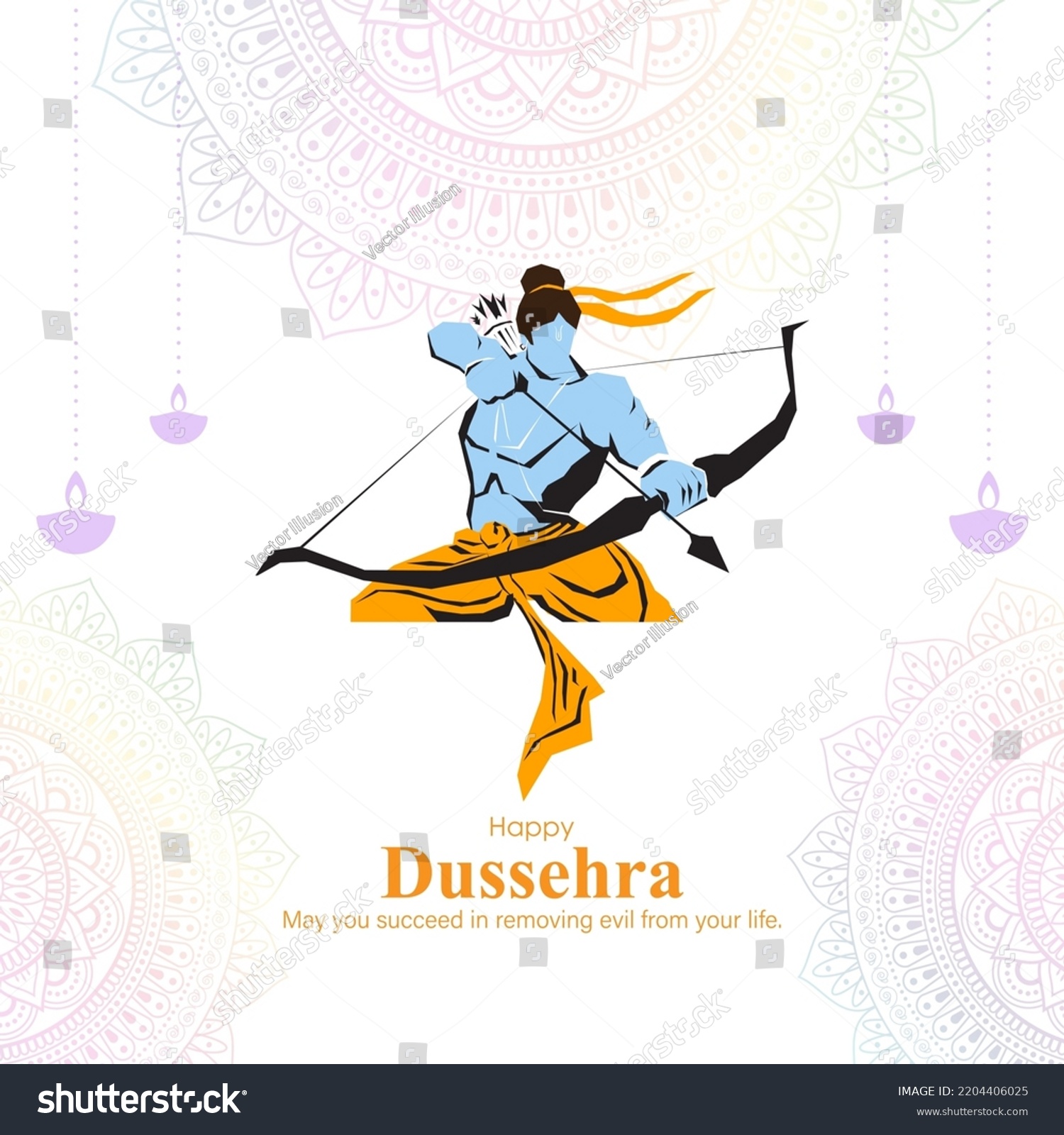 Vector Illustration Happy Dussehra Greeting Written Stock Vector ...