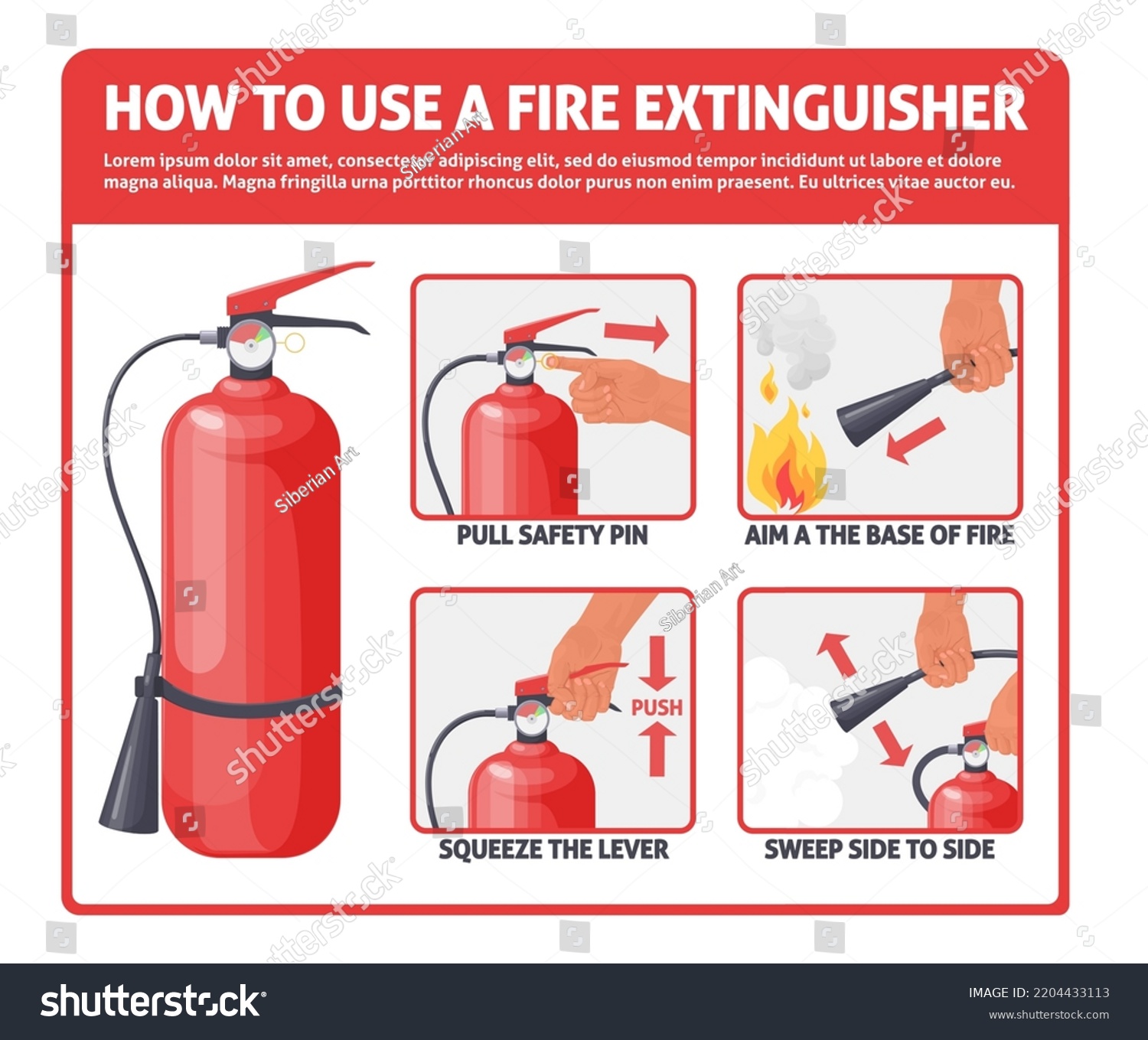 How Use Fire Extinguisher Vector Manual Stock Vector (Royalty Free ...