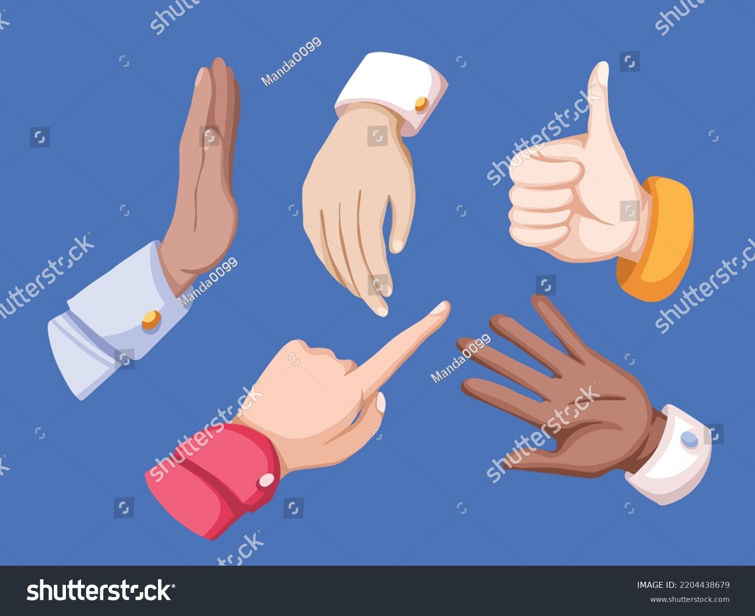 Hand Gestures Vector Illustration Set Collection Stock Vector Royalty Free 2204438679 6471