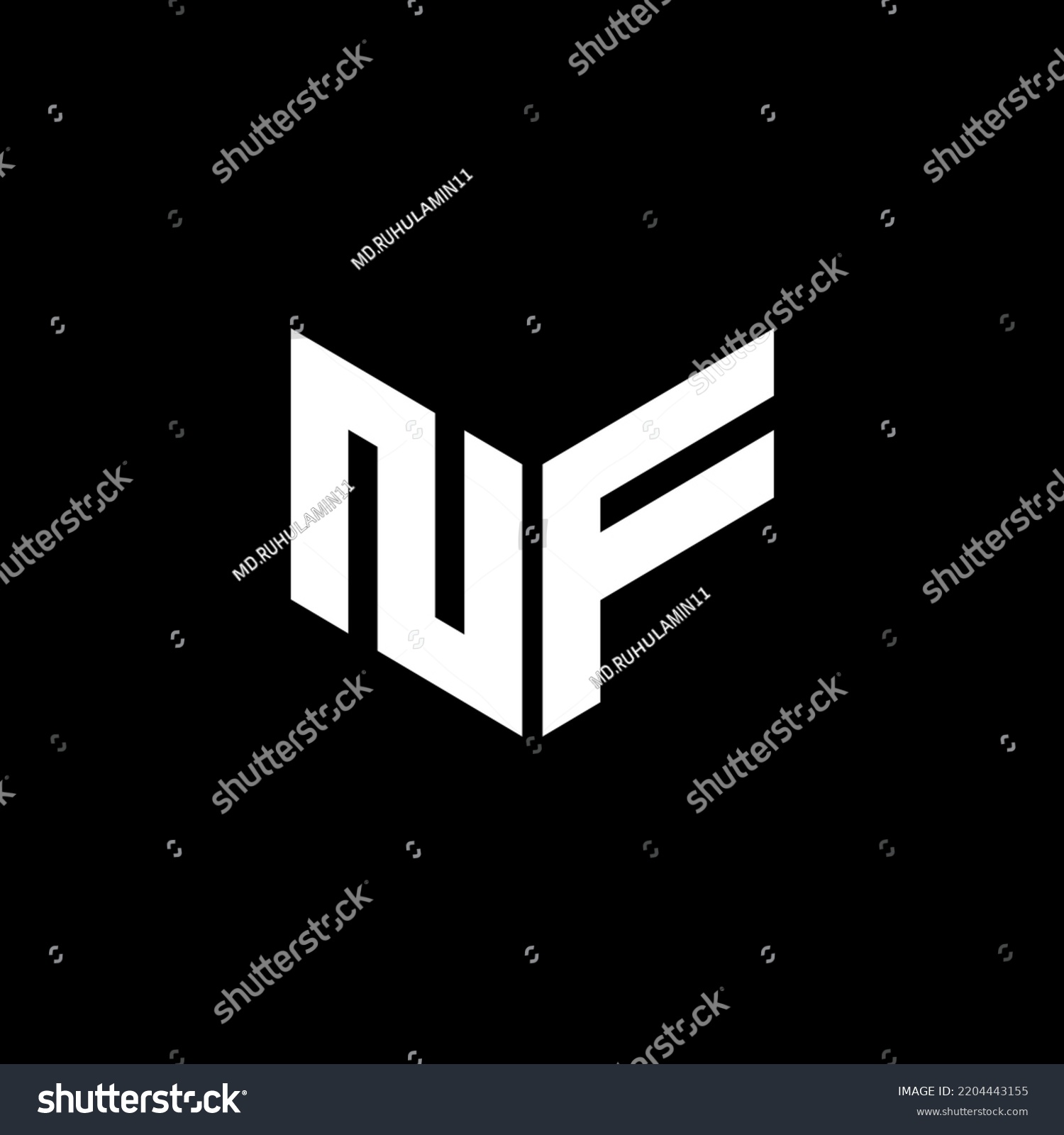 Nf Letter Logo Design Black Background Stock Vector (Royalty Free ...