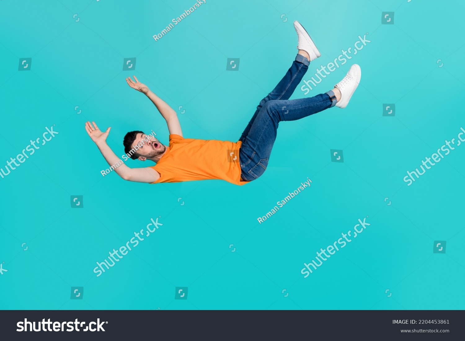 Full Size Photo Frightened Guy Falling Stock Photo 2204453861 ...