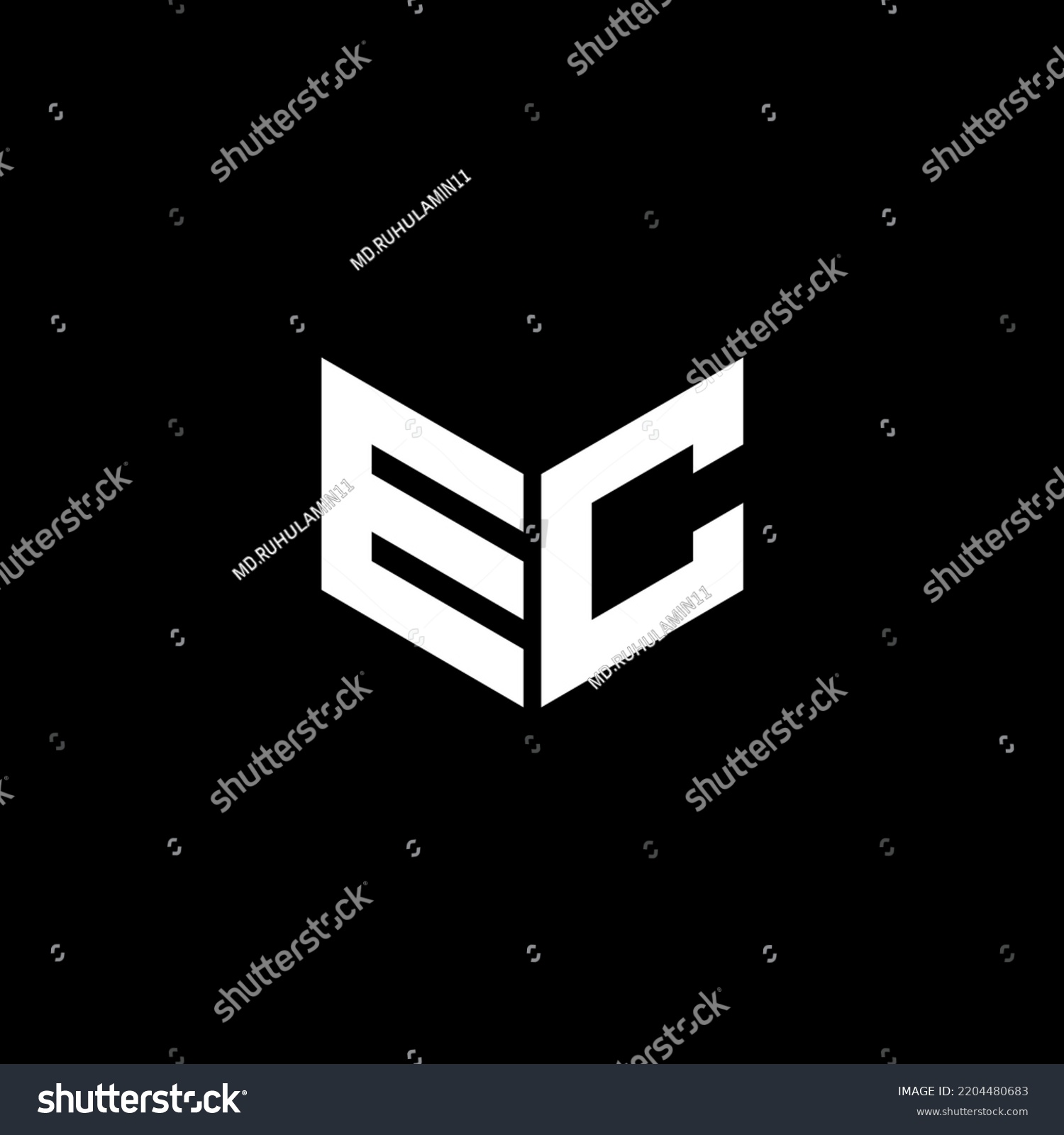 Ec Letter Logo Design Black Background Stock Vector (Royalty Free ...