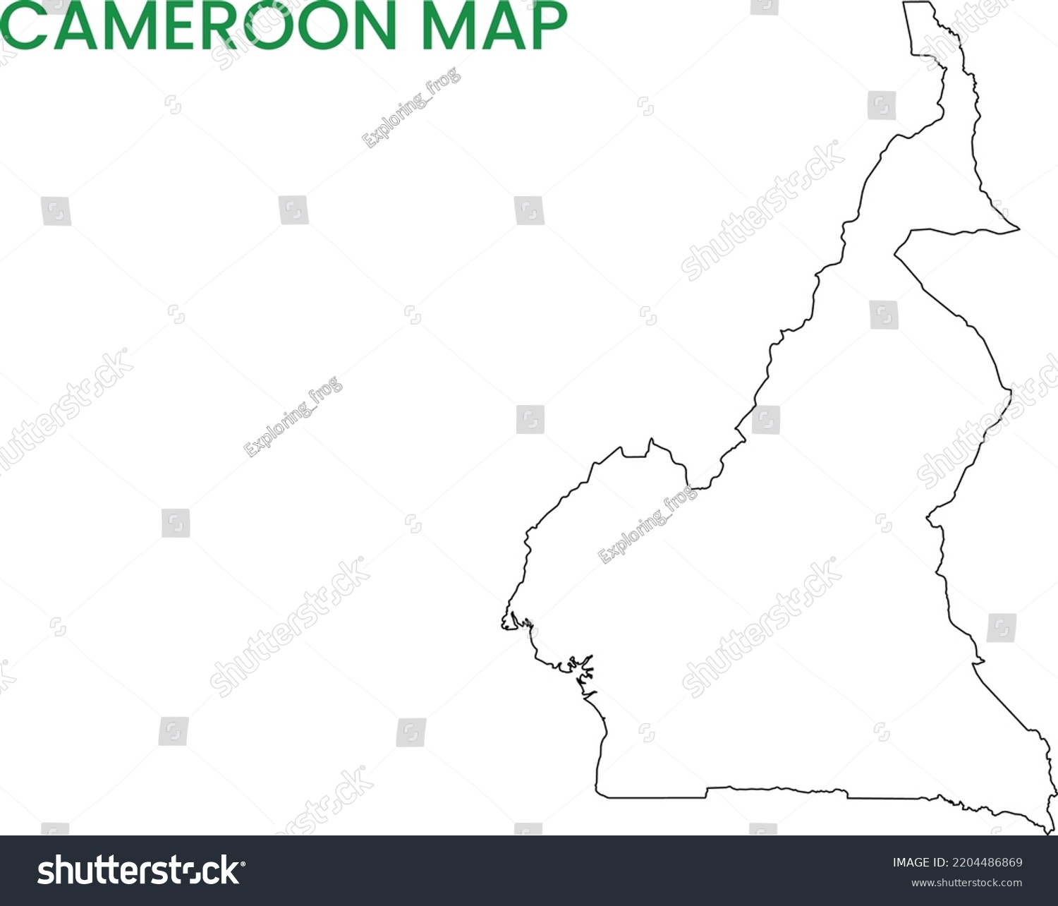 High Detailed Map Cameroon Outline Map Stock Vector Royalty Free   Stock Vector High Detailed Map Of Cameroon Outline Map Of Cameroon Africa 2204486869 