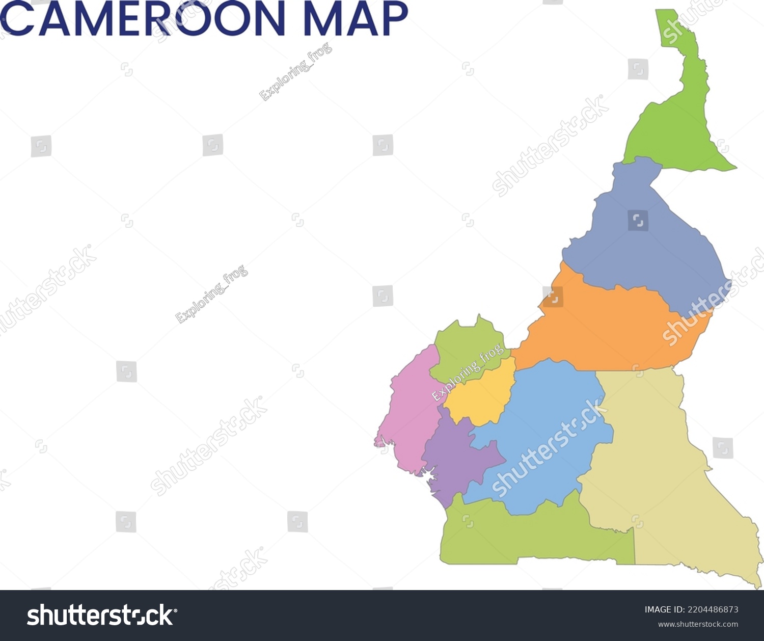 High Detailed Map Cameroon Outline Map Stock Vector Royalty Free   Stock Vector High Detailed Map Of Cameroon Outline Map Of Cameroon Africa 2204486873 