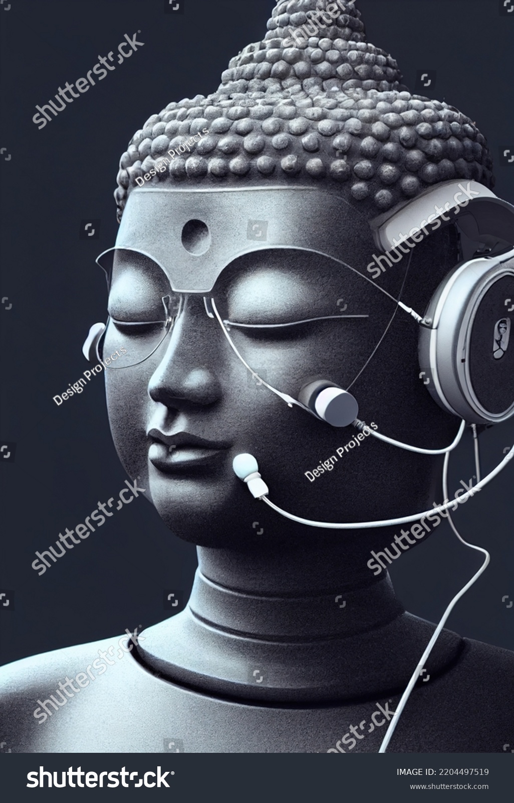 Portrait Buddha Futuristic Cyberpunk Style Futuristic Stock Illustration 2204497519 Shutterstock