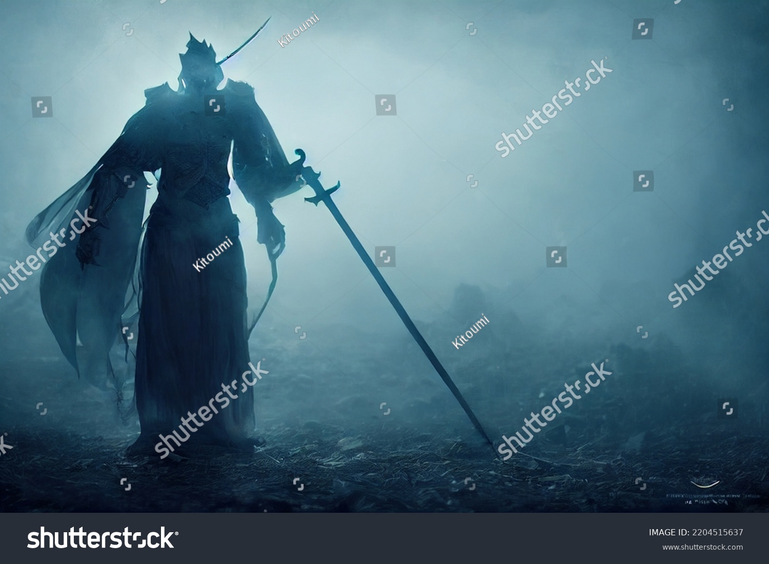 Angel Death Wearing Medieval Armour Dark Stock Illustration 2204515637 ...