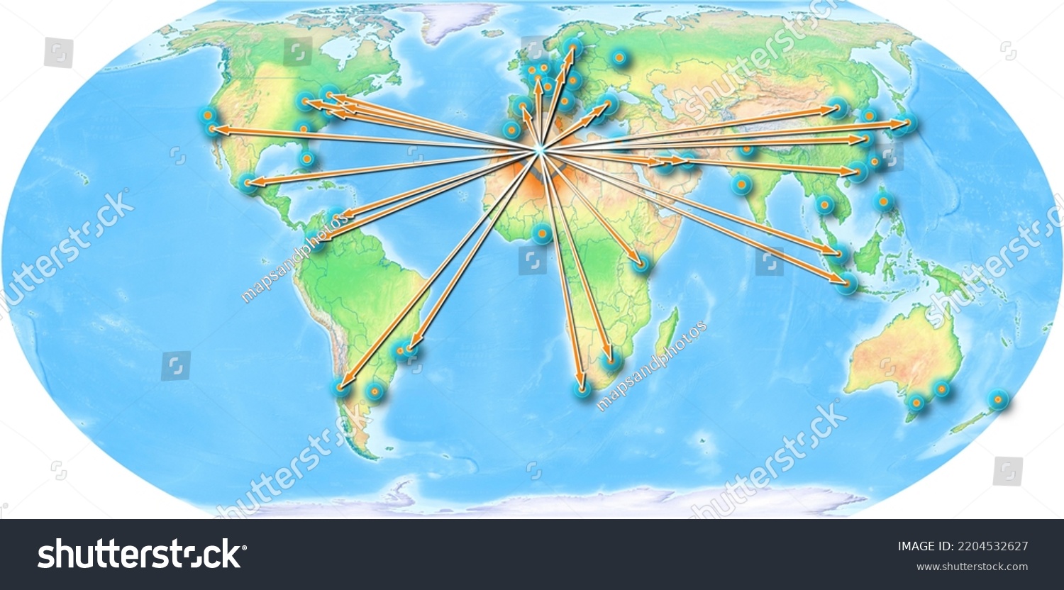 Algeria Concept Map Centered On Europe Stock Illustration 2204532627   Stock Photo Algeria Concept Map Centered On Europe And Africa Export Concept Map For Algeria On White 2204532627 